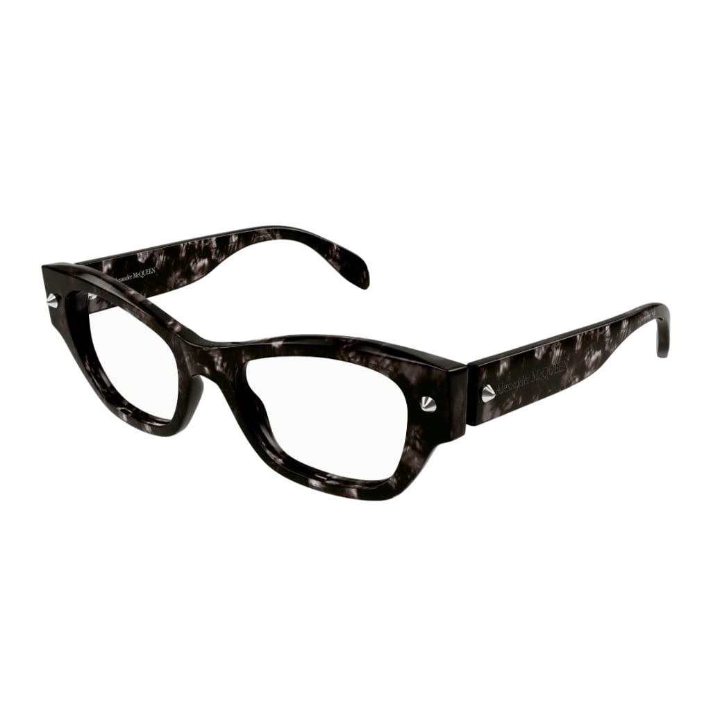 Shop Alexander Mcqueen Am0429o 003 Glasses In Havana Grey