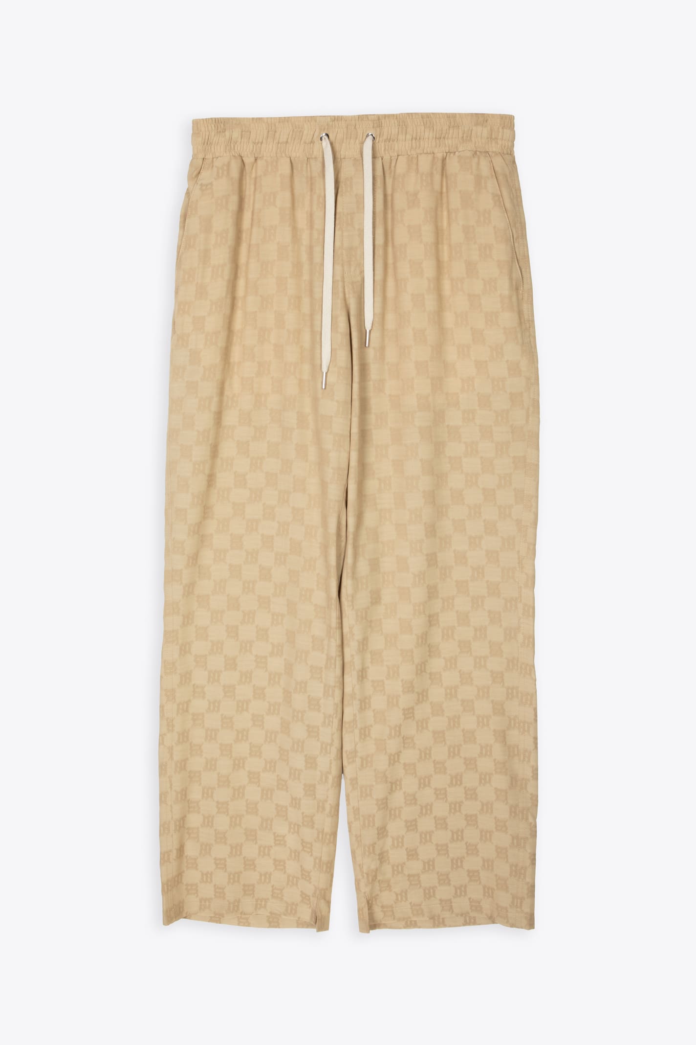 MISBHV MONOGRAM VISCOSE WOOL RELAXED TROUSERS MONOGRAM PRINTED BEIGE PANT - MONOGRAM VISCOSE WOOL RELAXED T
