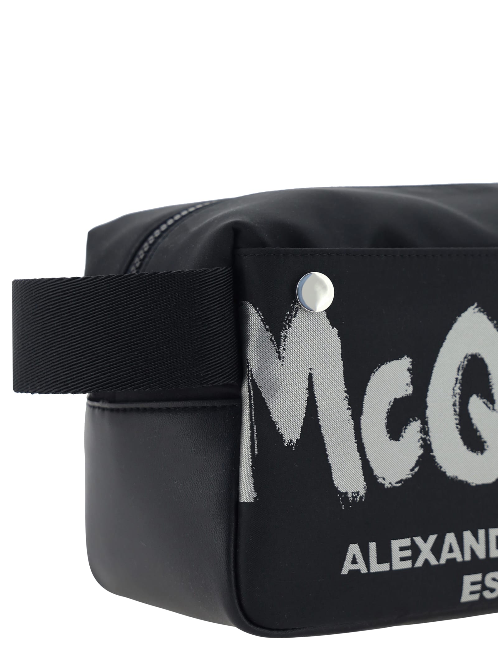 Shop Alexander Mcqueen Beauty Case In Black/off White