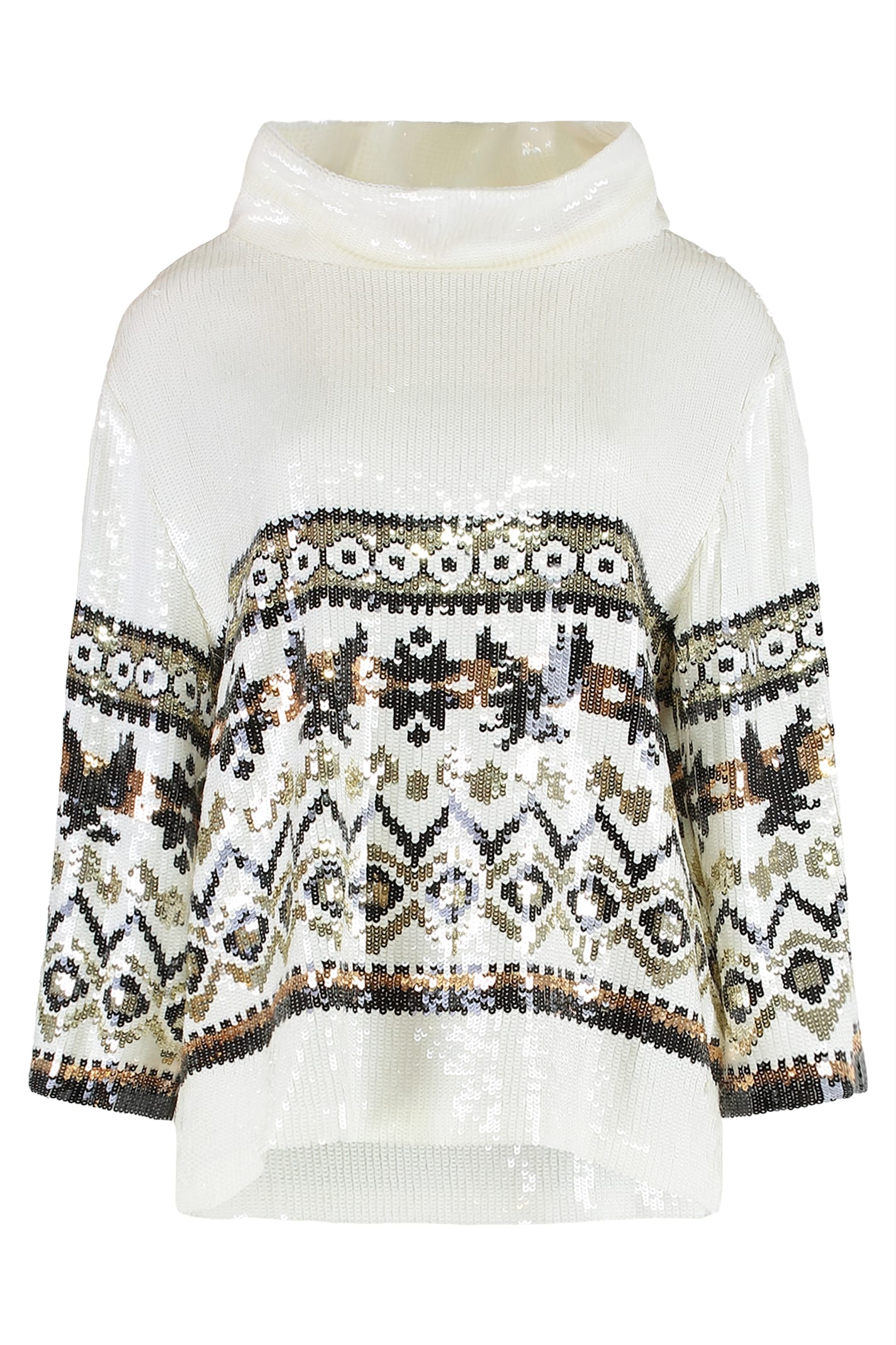 Alberta Ferretti Sequined Blouse In White