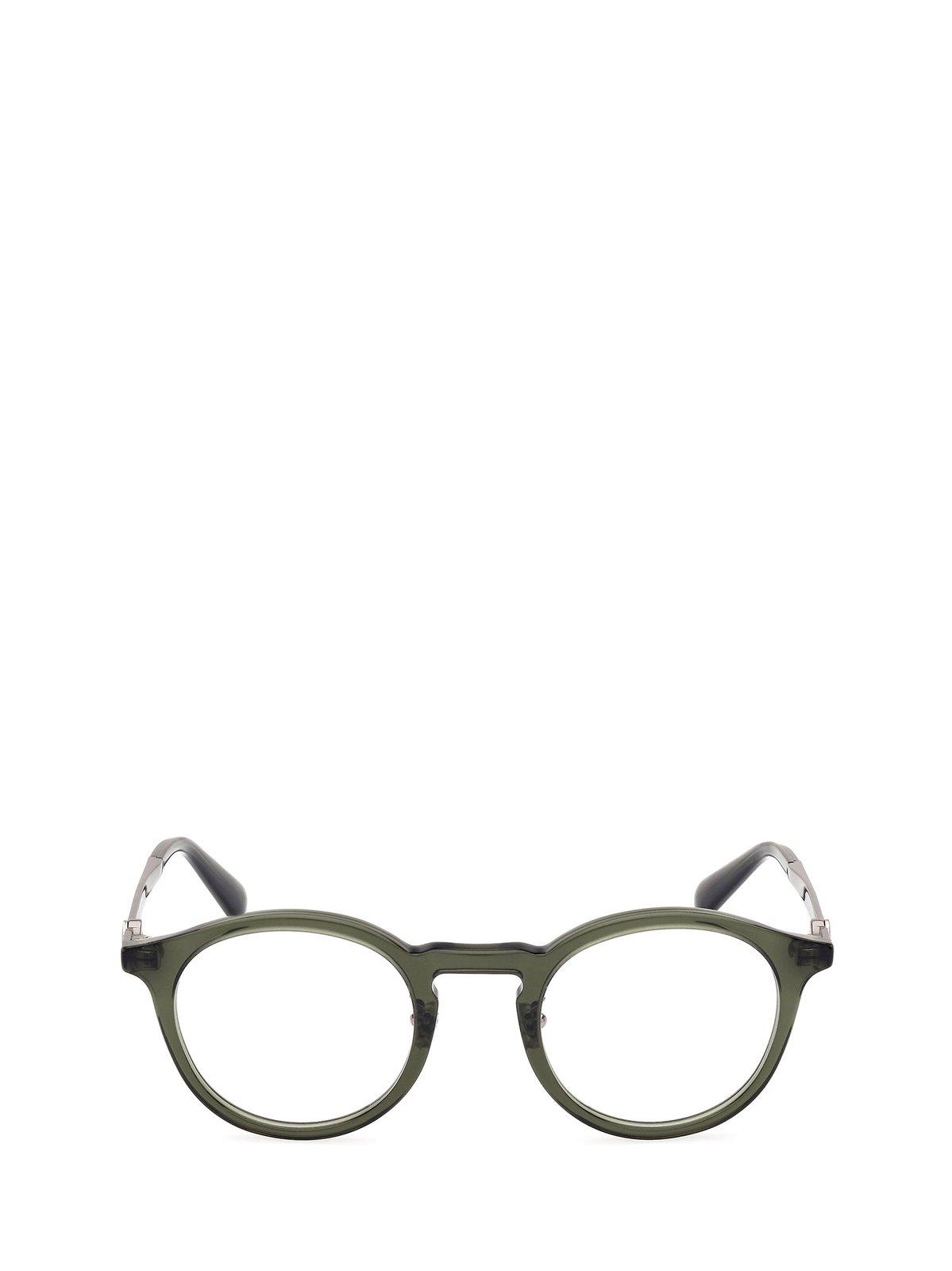 Moncler Round Frame Glasses In Green