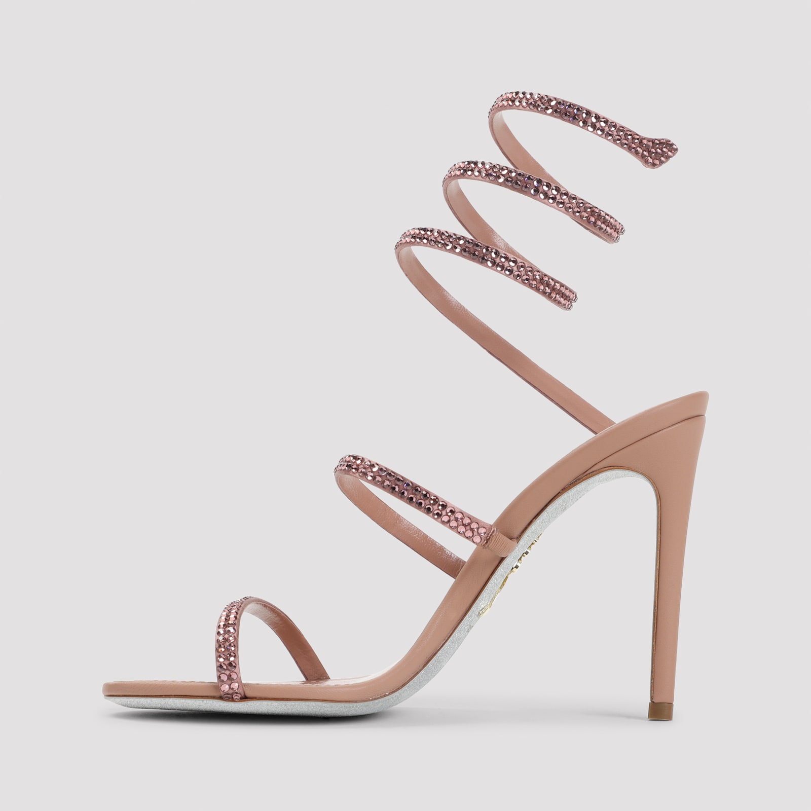 René Caovilla Snake Sandal In Pink
