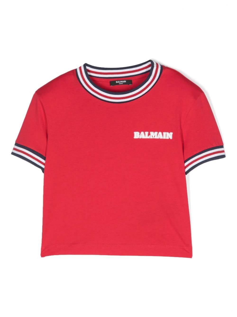 Balmain Kids' T-shirt Con Logo In Red