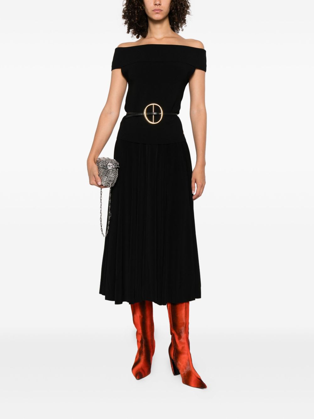 Norma Kamali Flared Pleated High-waisted Midi Skirt In Black