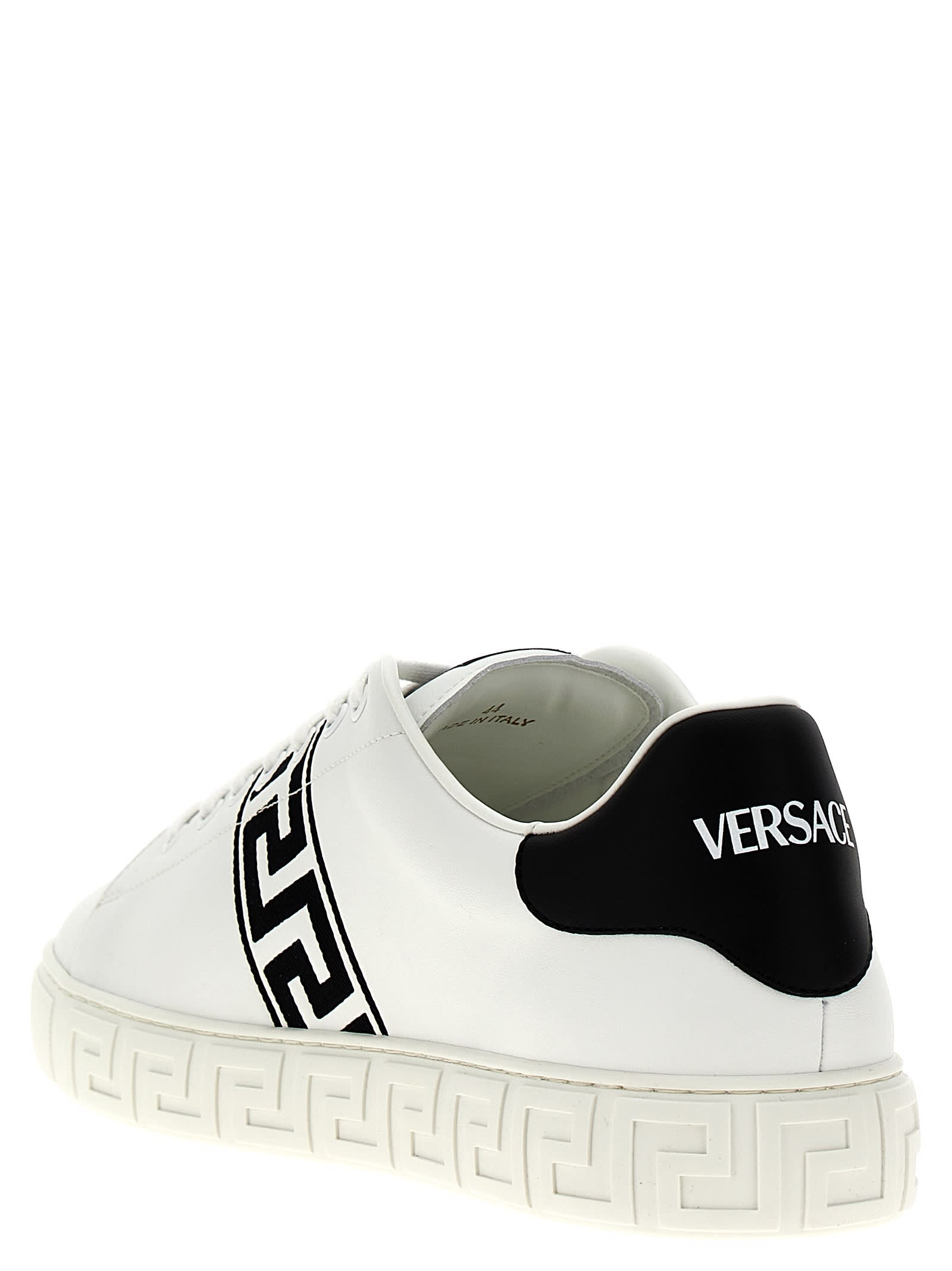 Shop Versace Greca Sneakers In White/black