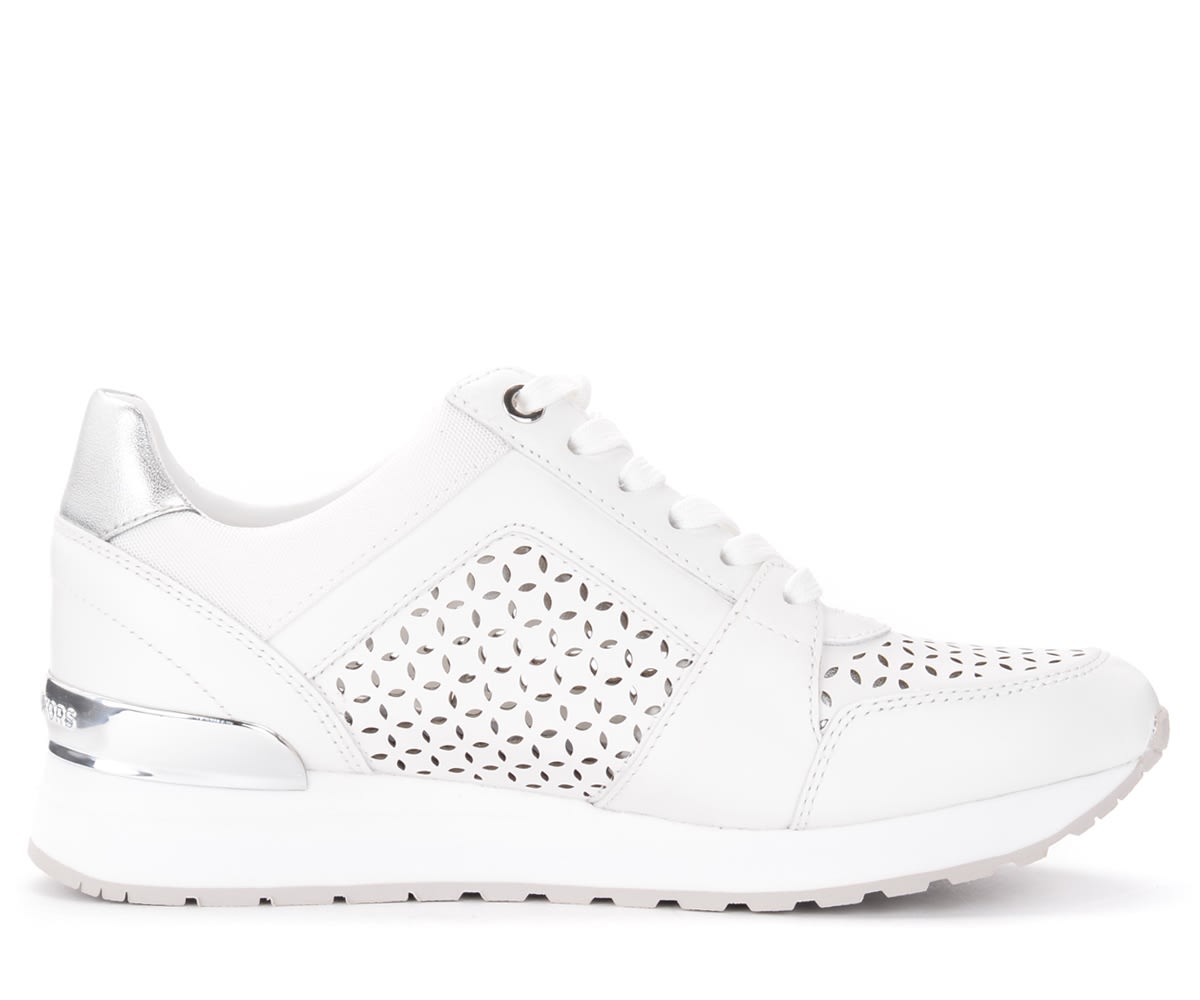 Michael Kors Billie Sneakers In Perforated White Leather