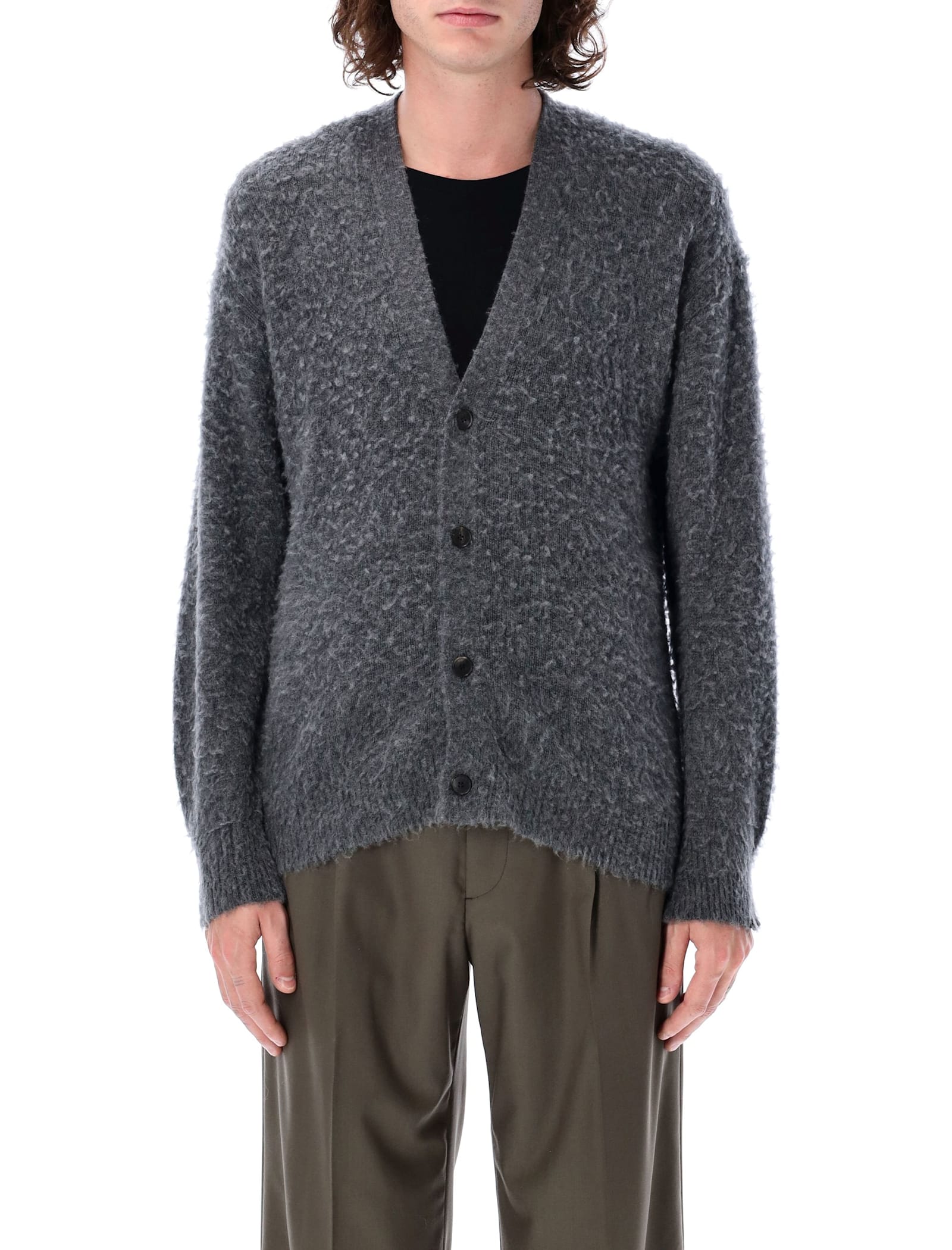 Brushed Wool Cashmere Silk Knit Cardigan