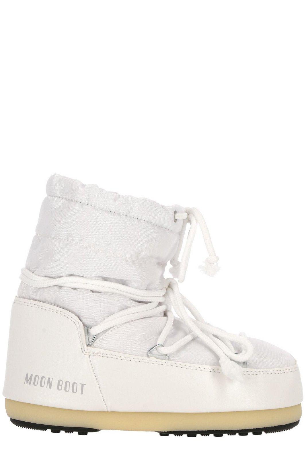 Shop Moon Boot Round Toe Lace-up Ankle Boots In White