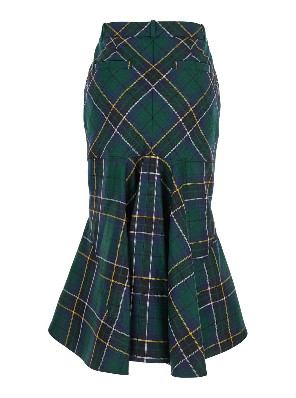 Alexander Mcqueen Wool Tartan Flared Skirt With Belt Loops In Multi