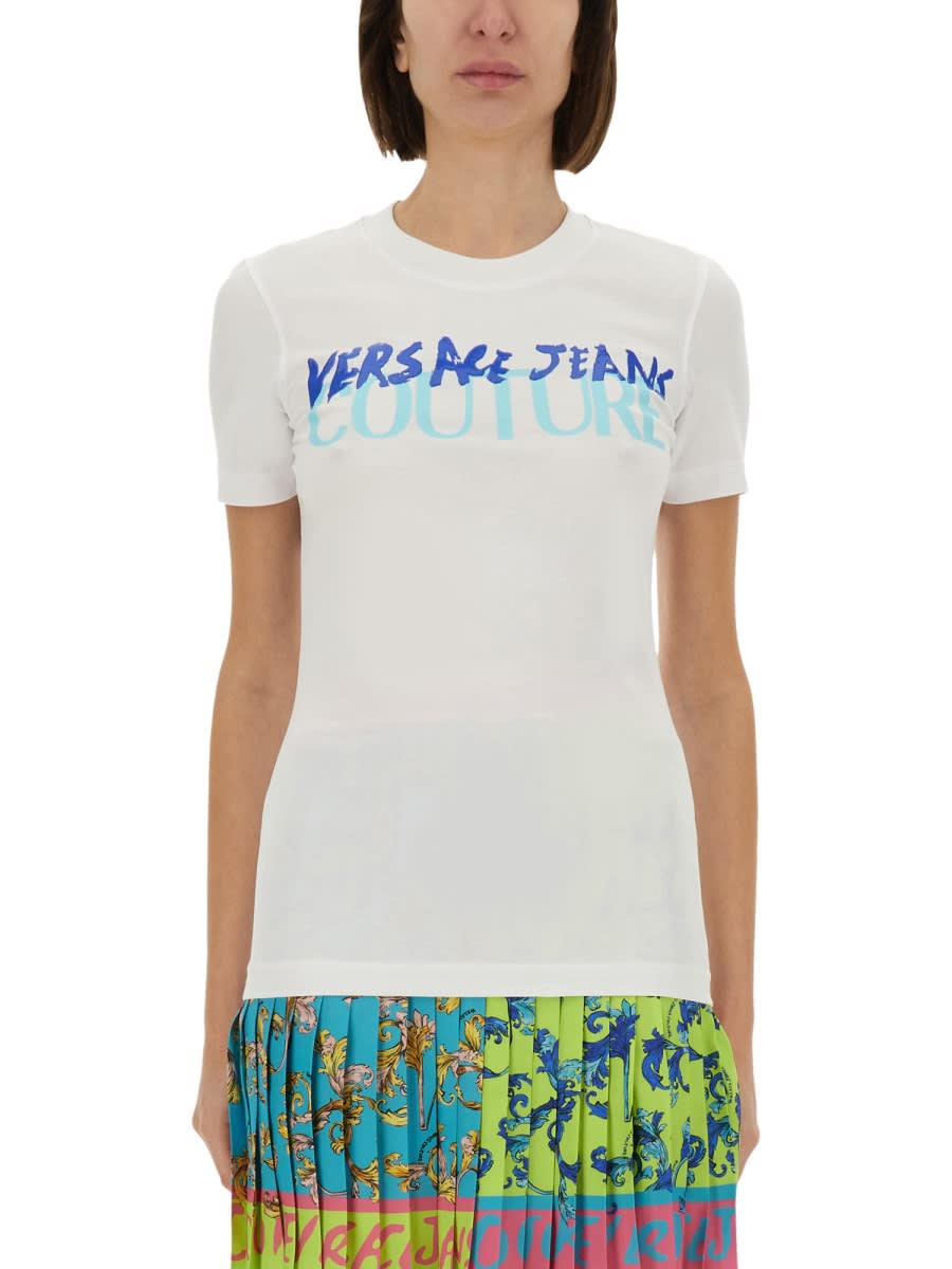 Versace Jeans Couture Graphic Print Crew Neck T-shirt In White
