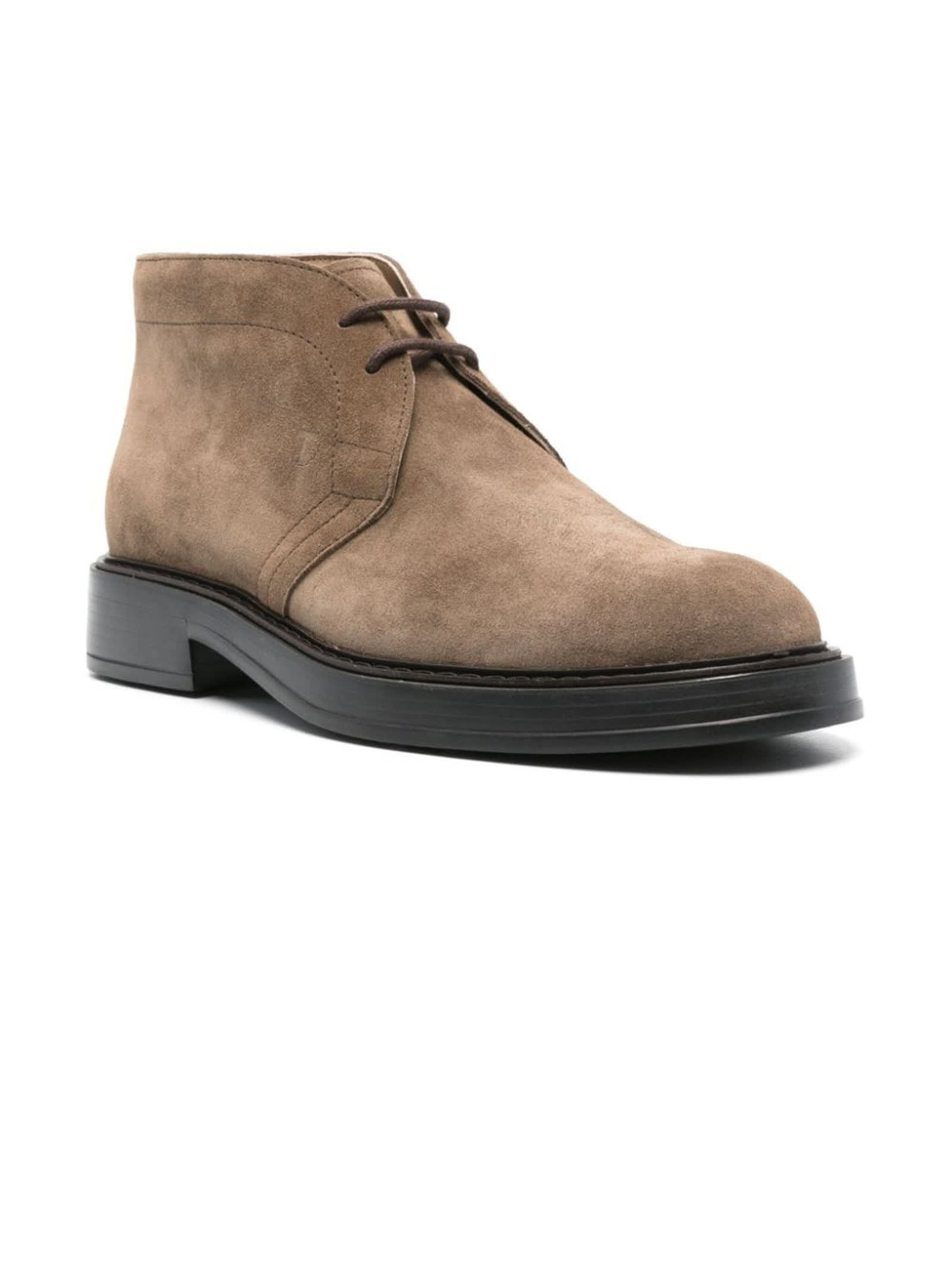 Shop Tod's Desert Boots In Brown Suede