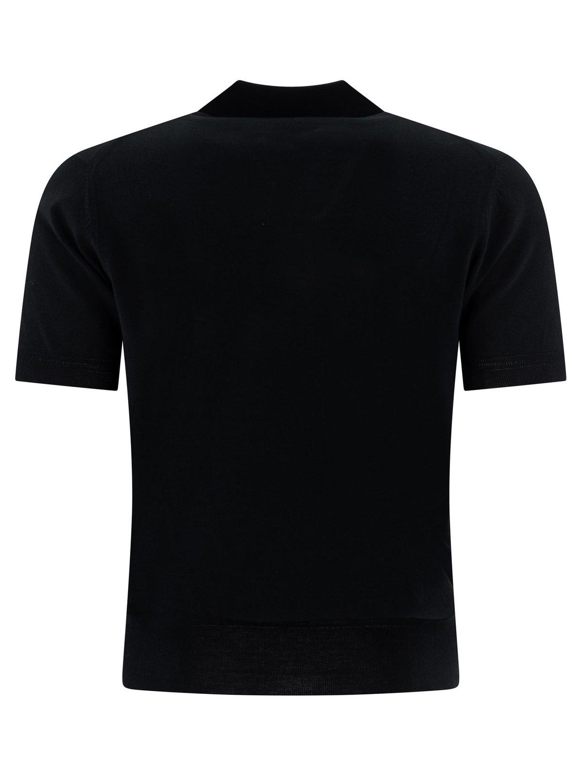 Tom Ford Logo Embroidery Cotton Polo Shirt In Black