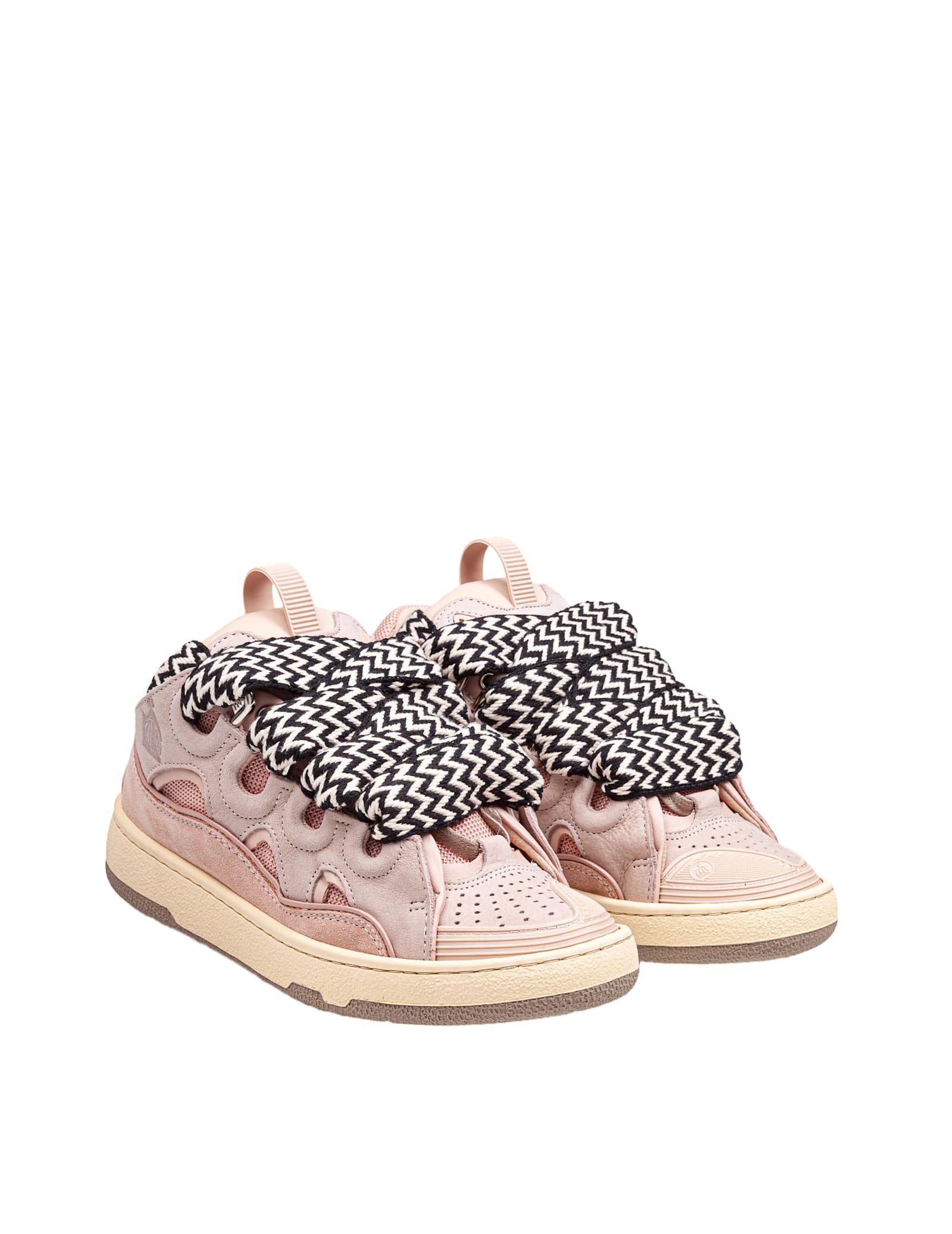 Shop Lanvin Curb Sneakers In White And Pink Leather