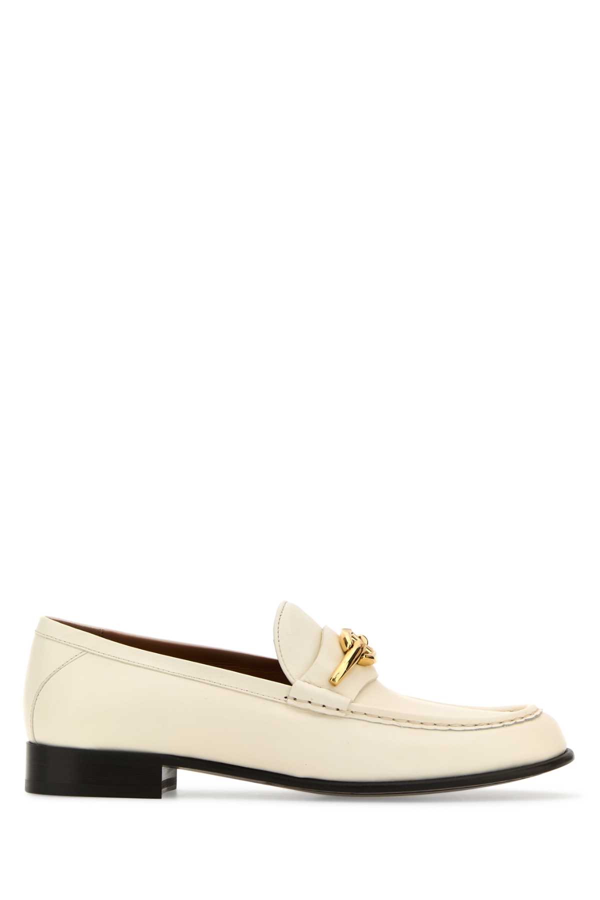 Shop Valentino Ivory Leather Vlogo The Bold Edition Loafers