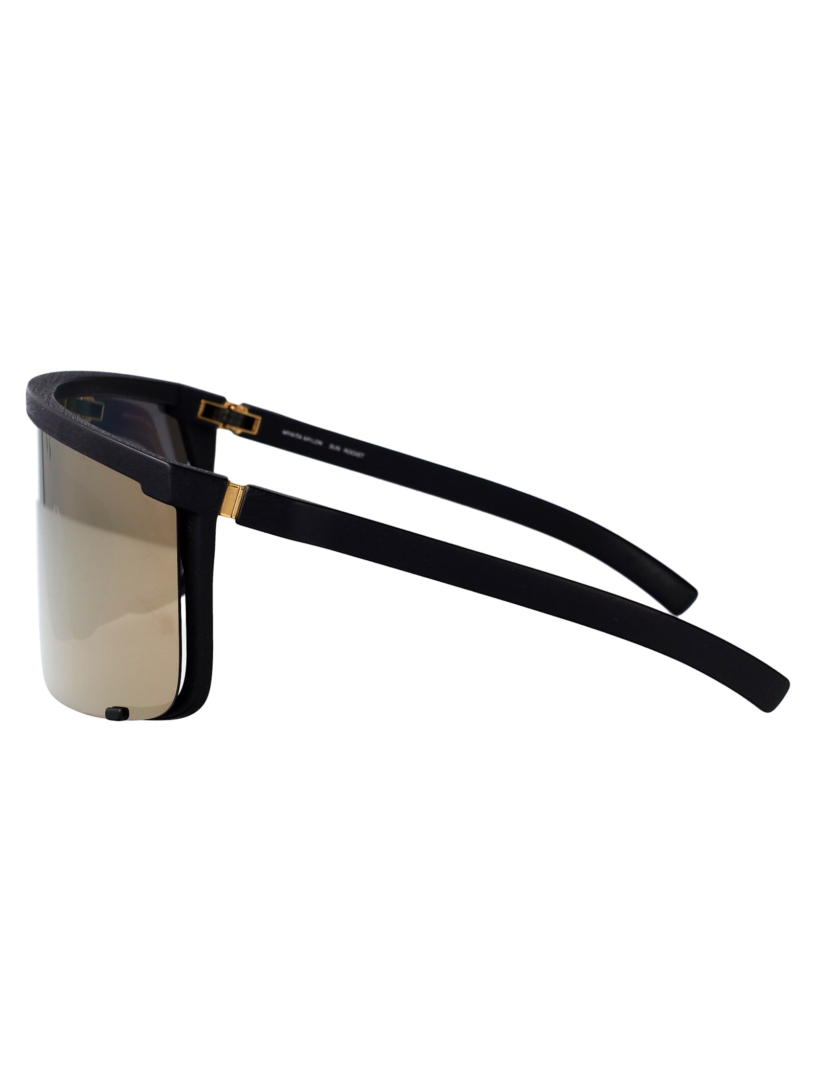 Mykita Md1 Pitch Black Gold Shield Acetate Sunglasses In Black