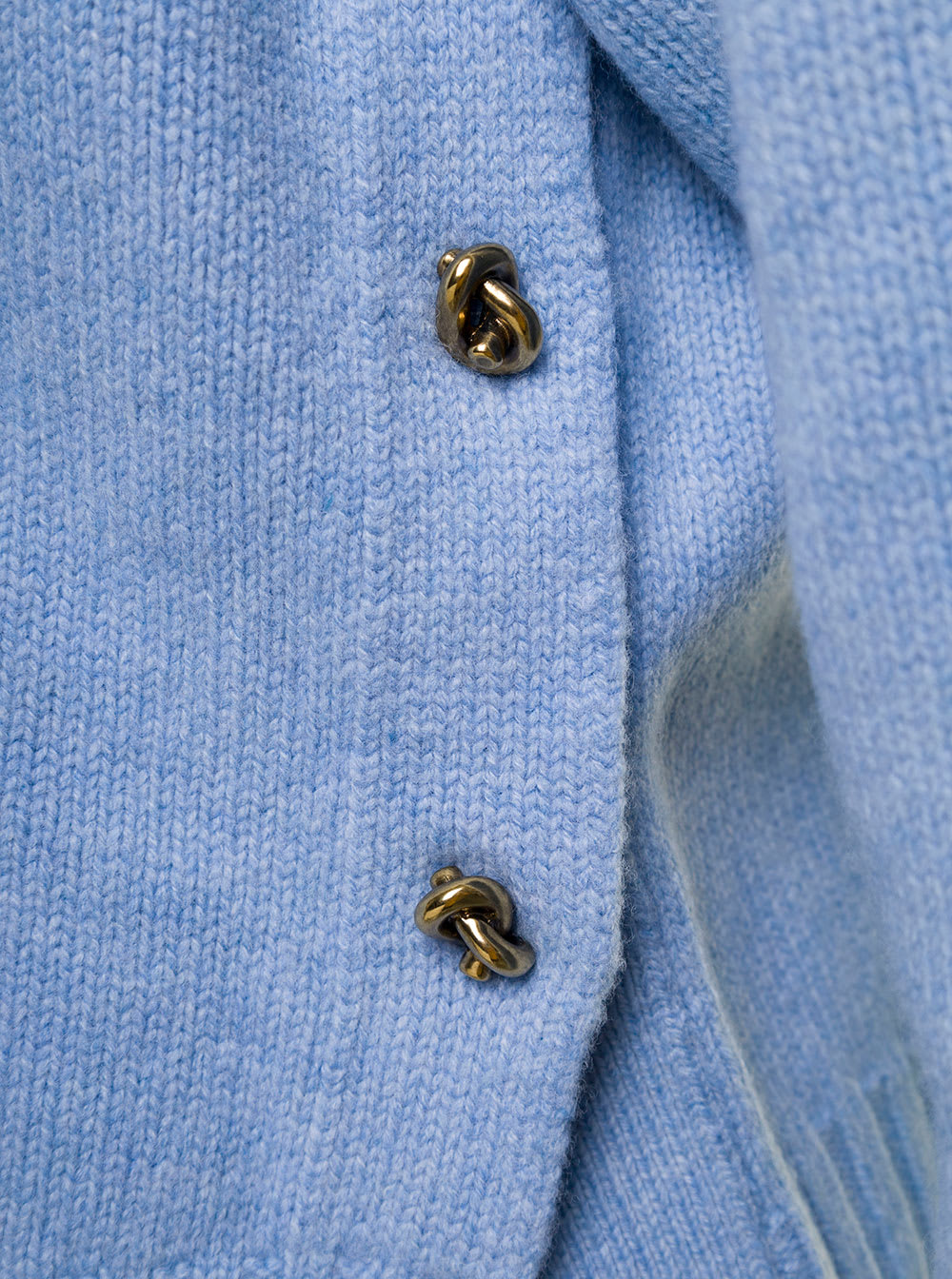 Shop Bottega Veneta Indigo Sweater With Aged-gold Knot Detail In Felted Wool Woman In Blu