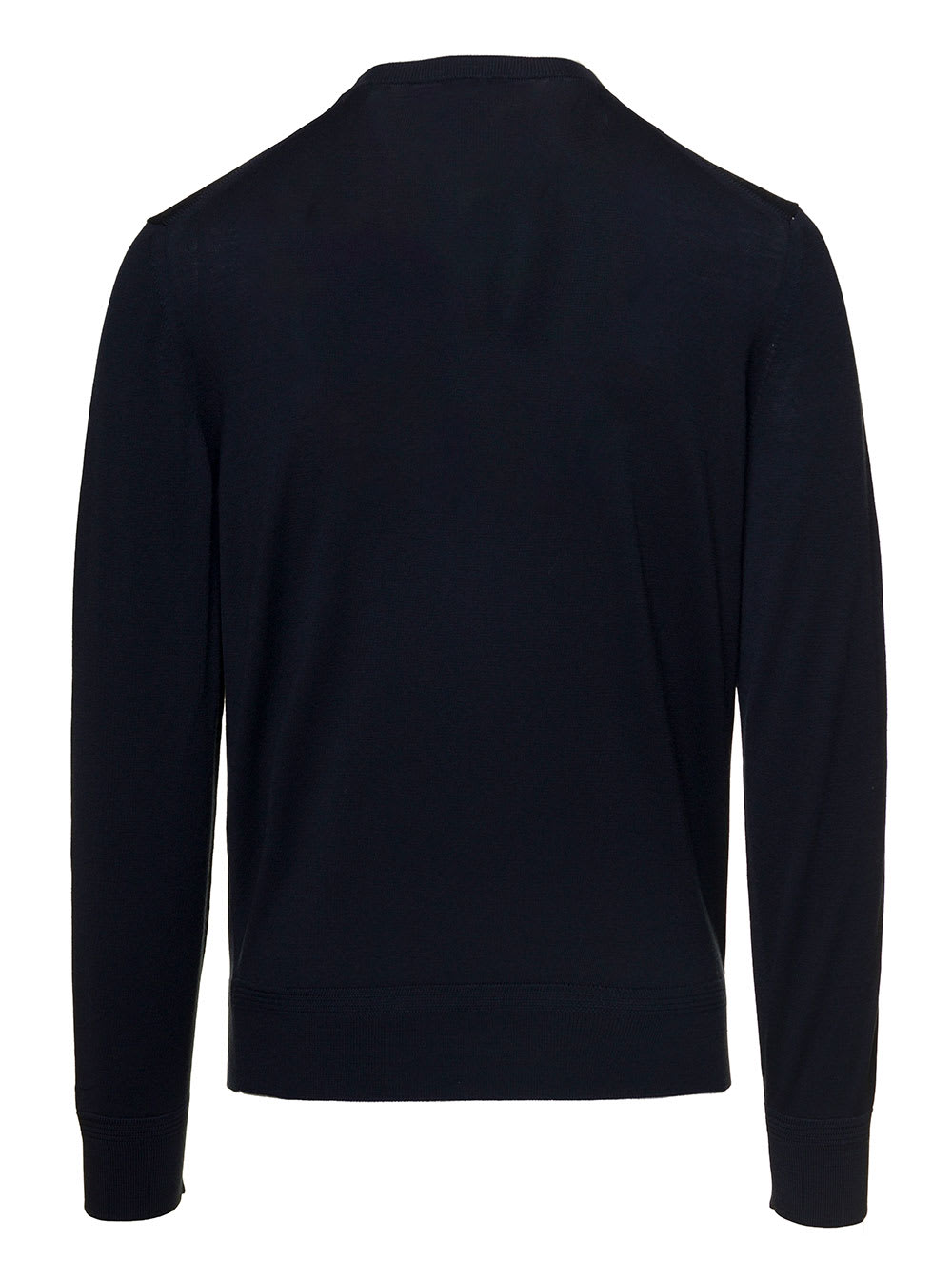 Shop Tom Ford Dark Blue Crewneck Pullover With Rib Trim In Wool Man