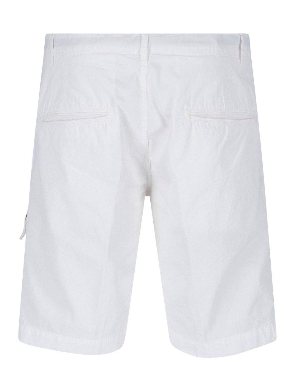 Shop Aspesi Belt-looped Slim-cut Shorts In Bianco