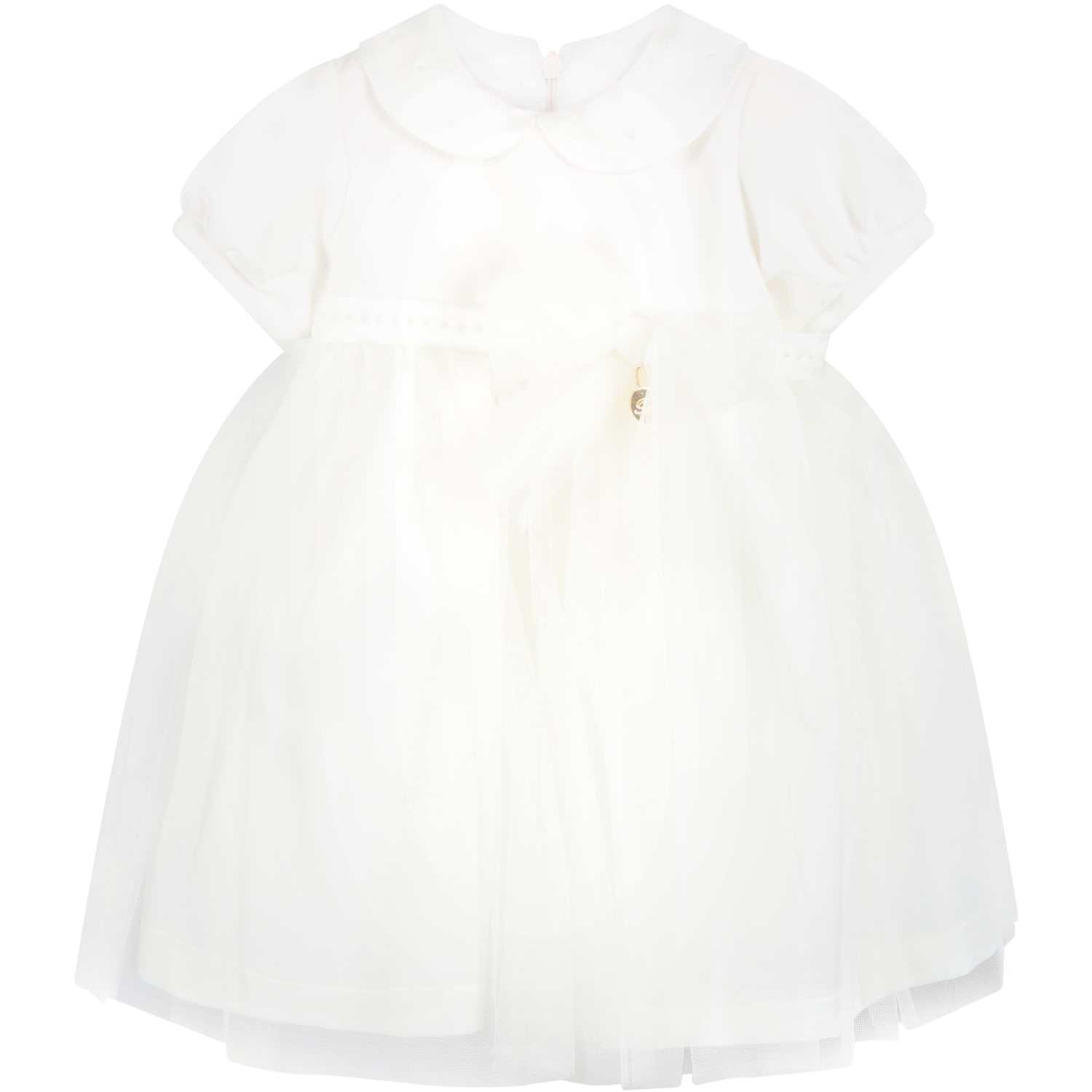 Blumarine White Dress For Baby Girl With Bow