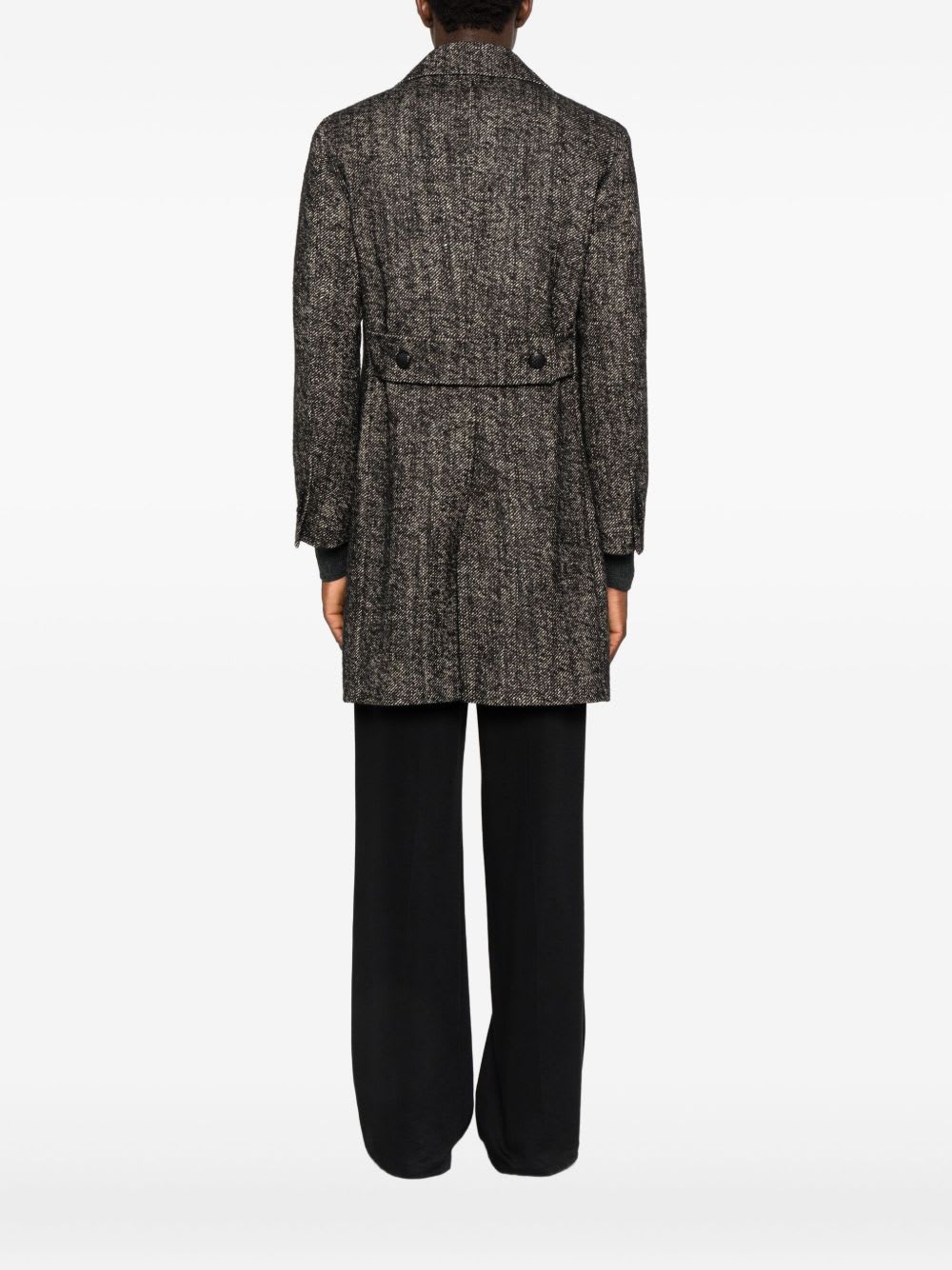 Tagliatore Long Sleeve Coat Notched Lapels Pockets In Black