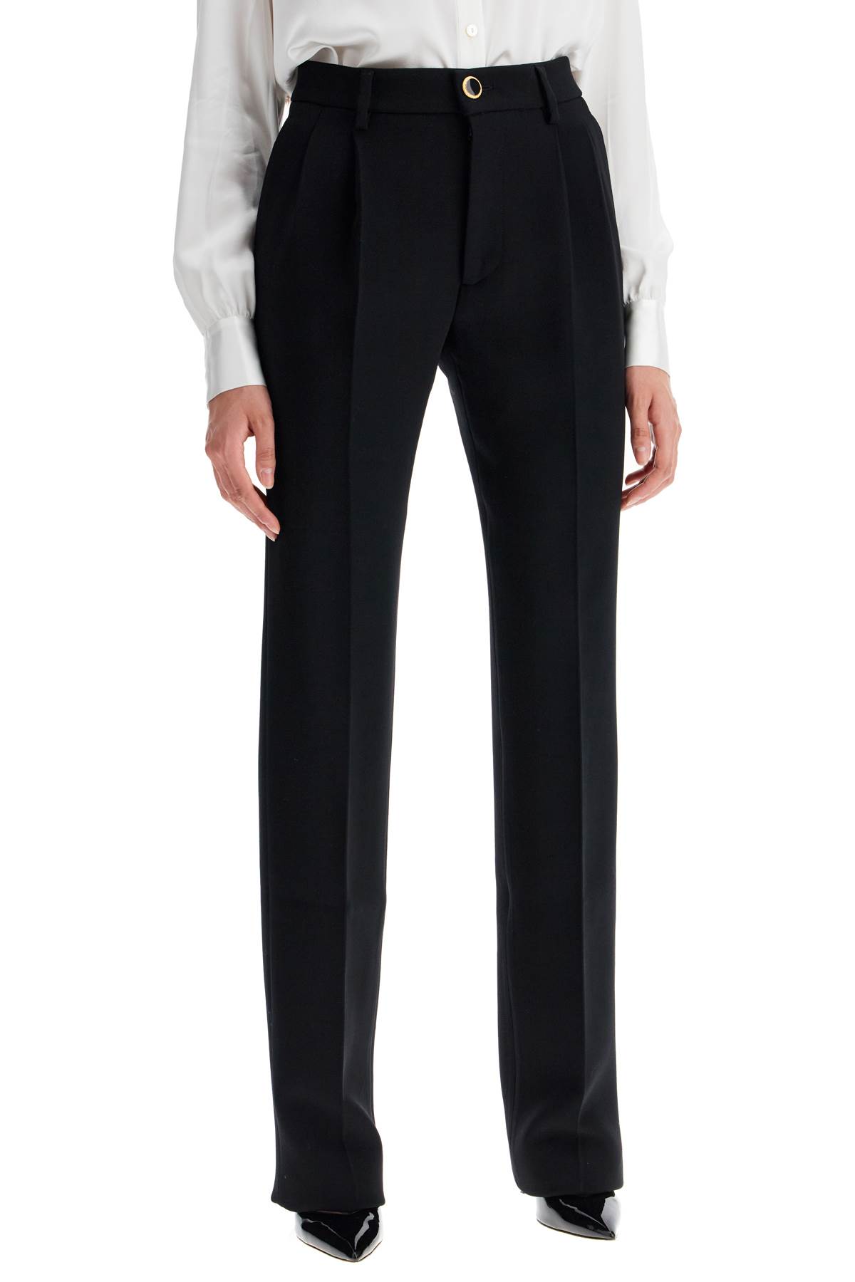 Shop Alessandra Rich Woolen Cigarette Pants For Women In Black (black)