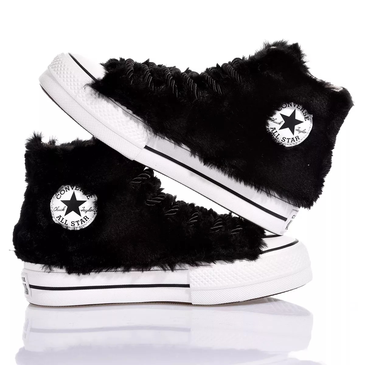 Shop Mimanera Converse Platform Fluffy Black