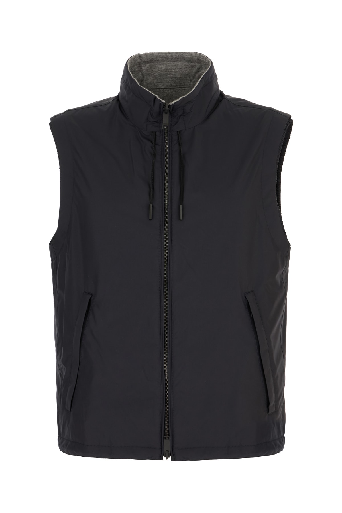 Midnight Blue Polyester Reversible Sleeveless Jacket