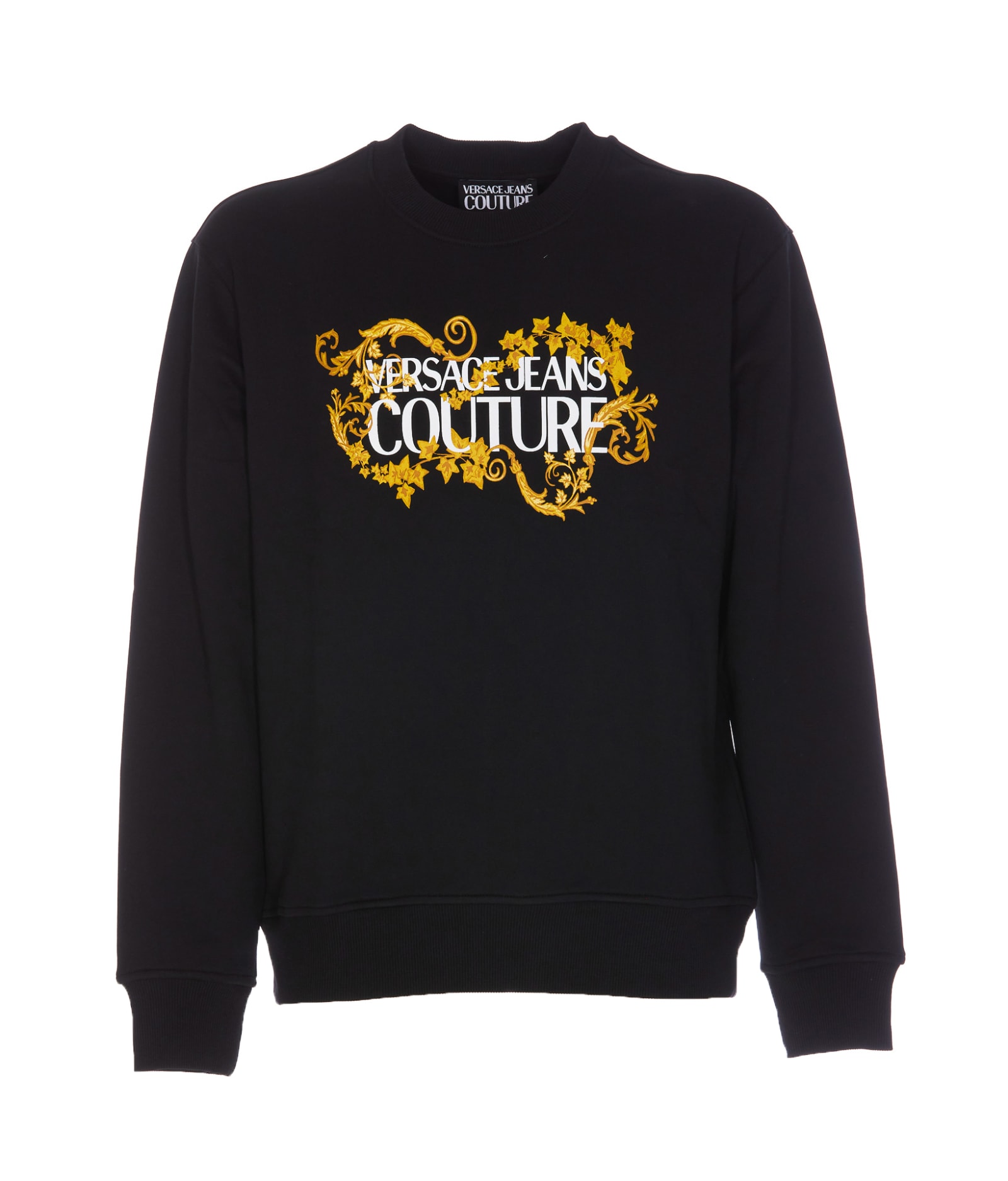 Shop Versace Jeans Couture Logo Sweatshirt In Nero E Oro