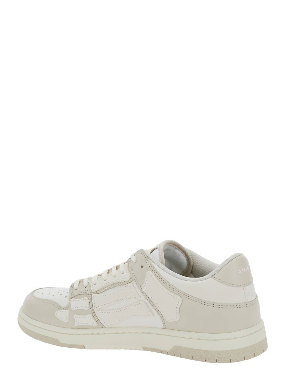Amiri Skel Top Low White Sneakers With Skeleton Patch In Leather Man In Beige