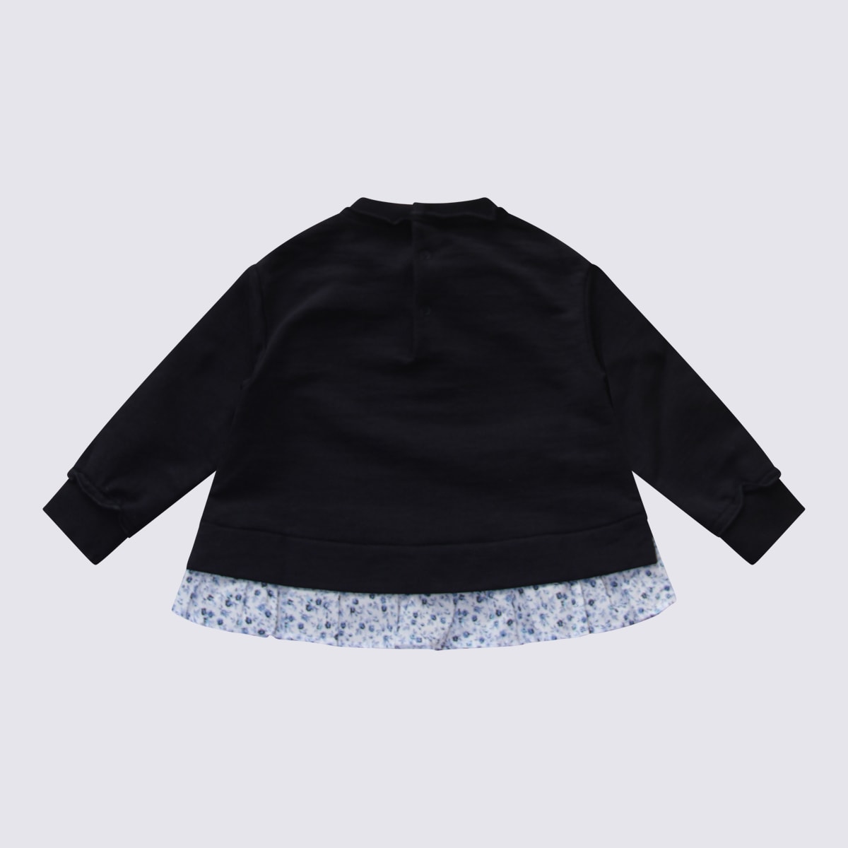 Il Gufo Kids' Black Cotton Sweatshirt In Clear Blue