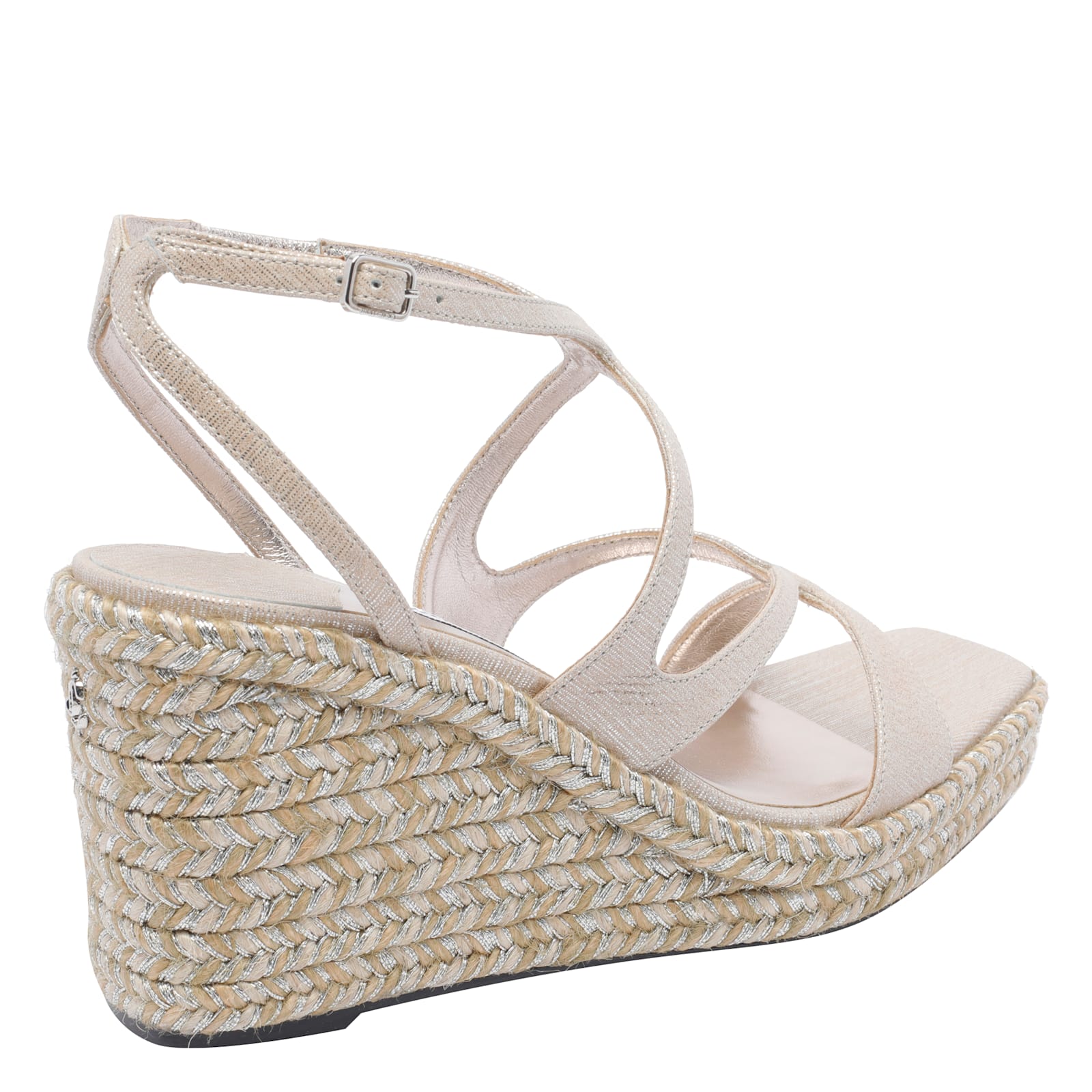 Jimmy Choo Leather Espadrille Wedge Sandals In White