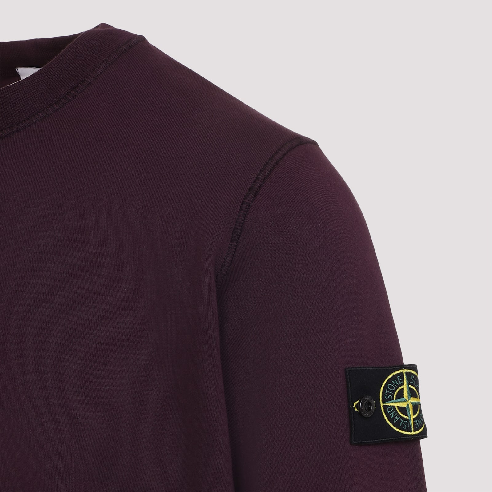 Stone Island Crew Neck Wool Sweater With Ribbed Texture In Purple