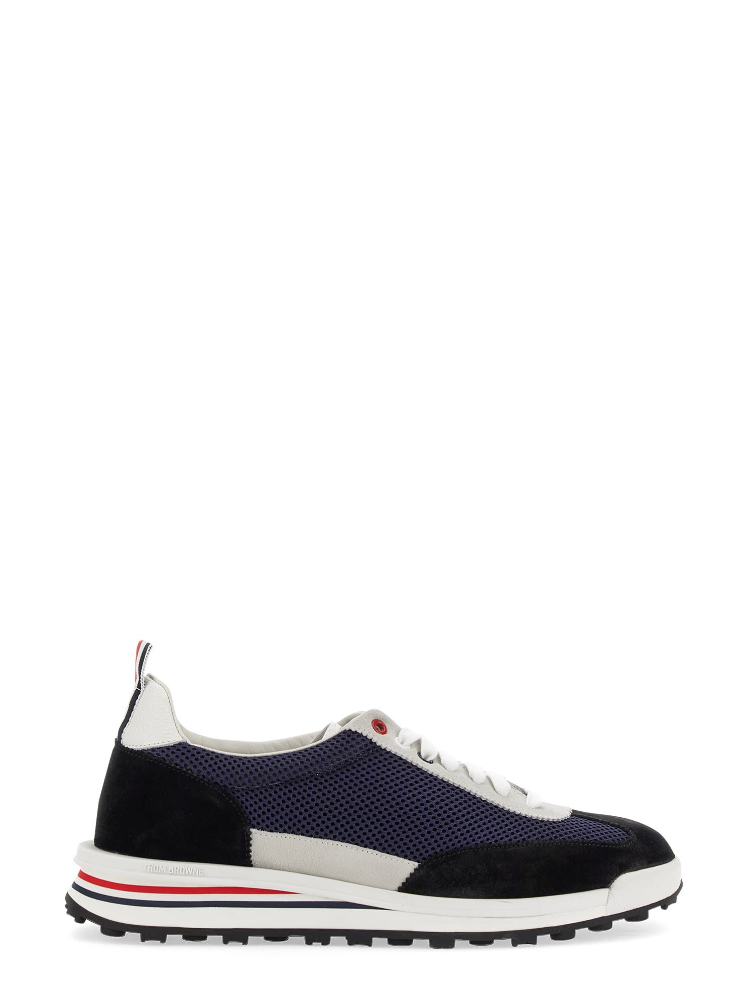 THOM BROWNE SNEAKER WITH SUEDE INSERTS