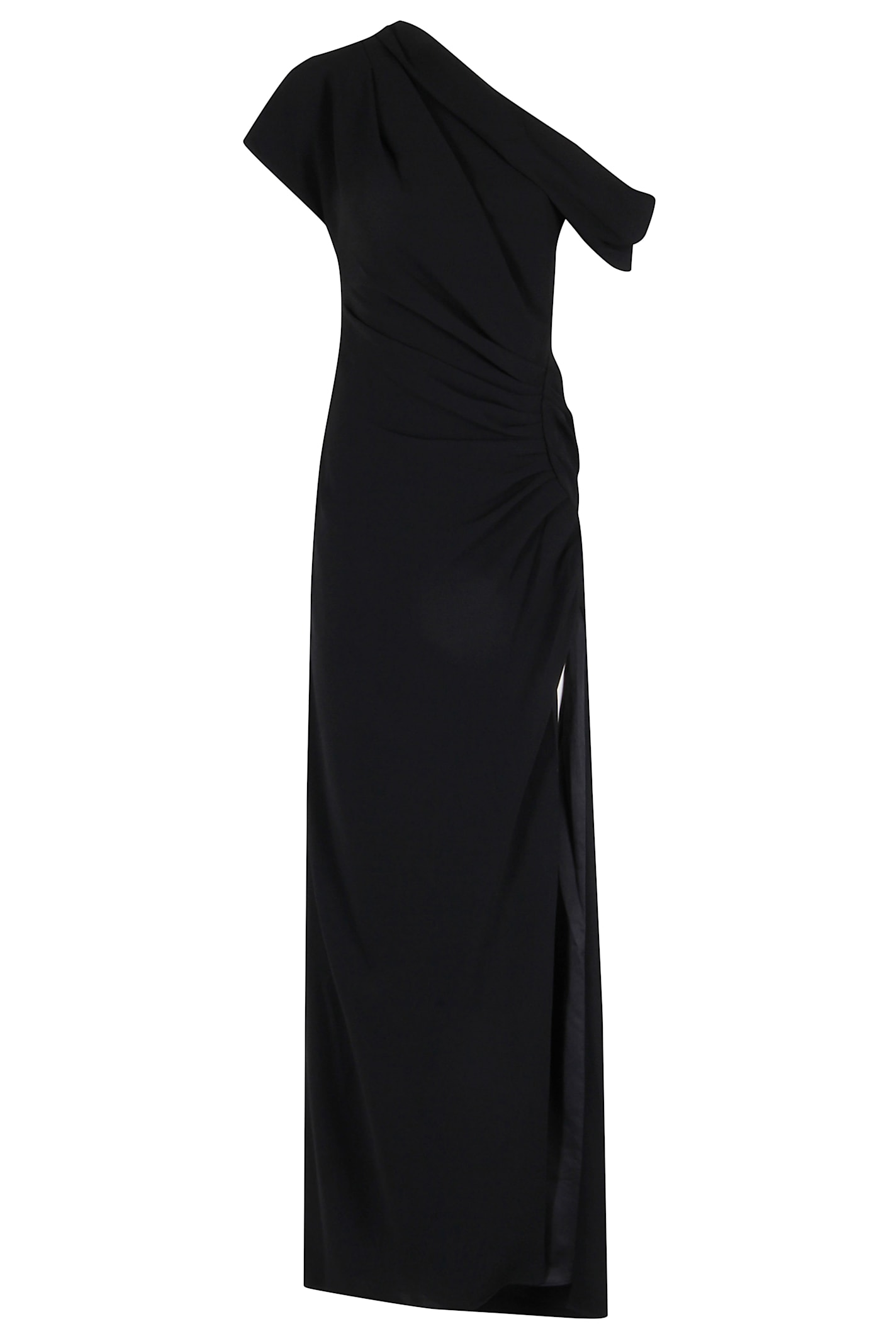 Simkhai Kally One-shoulder Draped Pleated Crepe Gown In Black