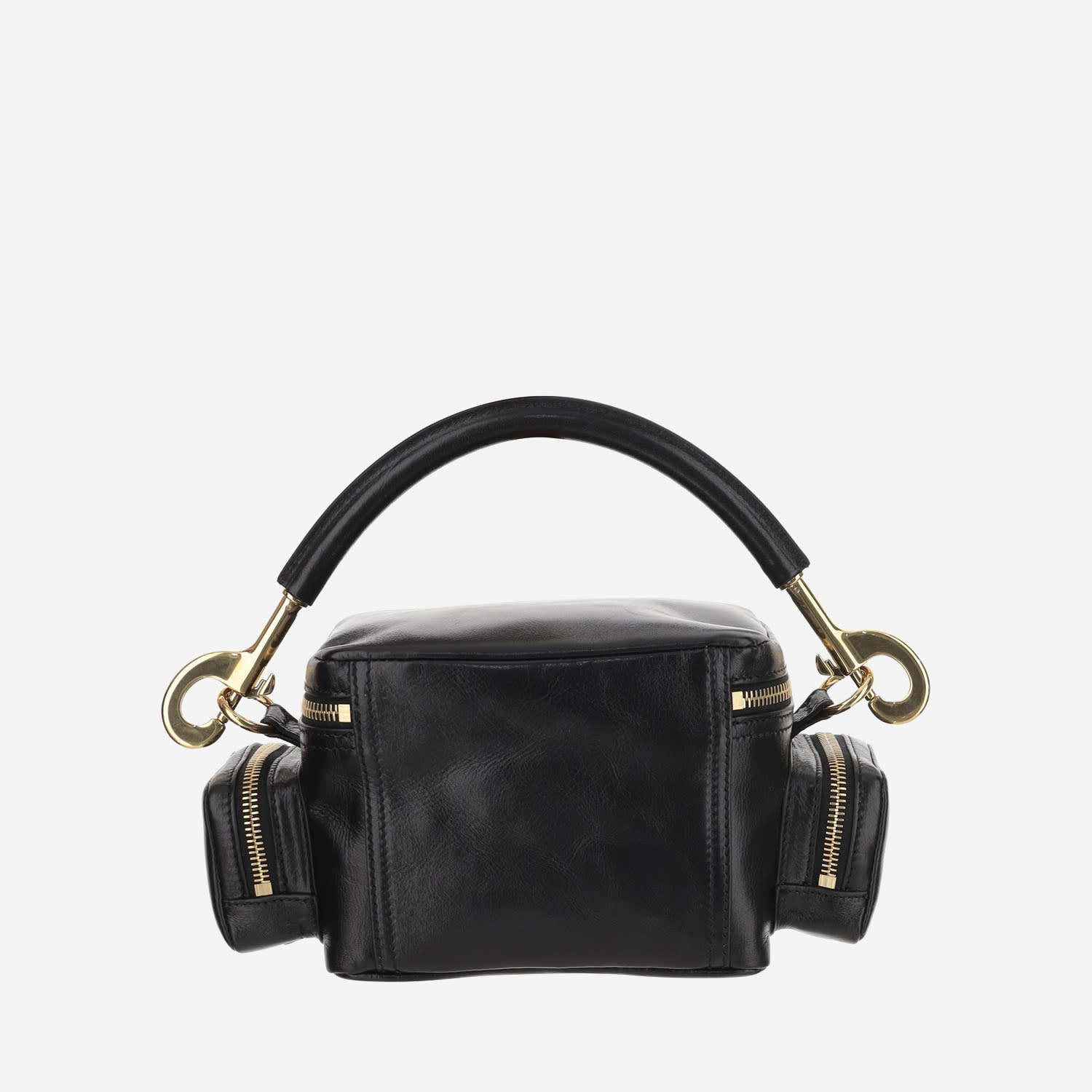 Shop Chloé Small Shiny Leather Camera Bag In Black