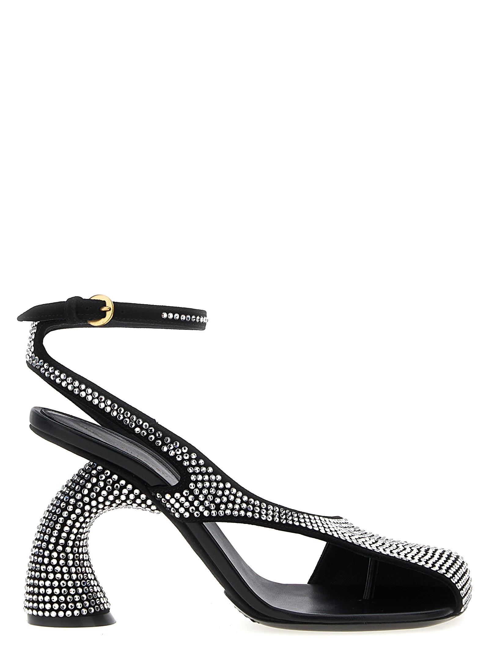 Shop Dries Van Noten Crystal Sandals In Black