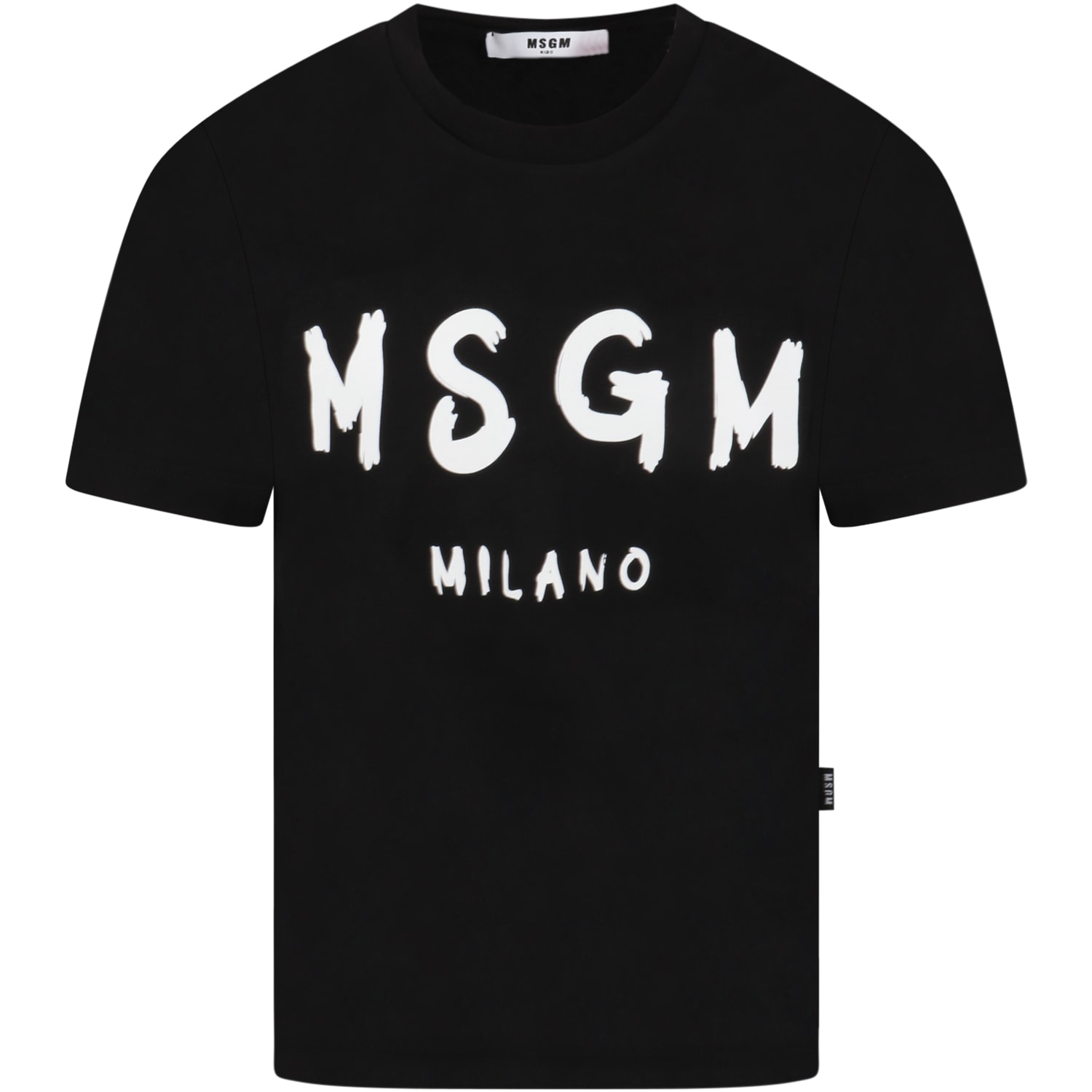 MSGM Black T-shirt For Kids With Black Logo