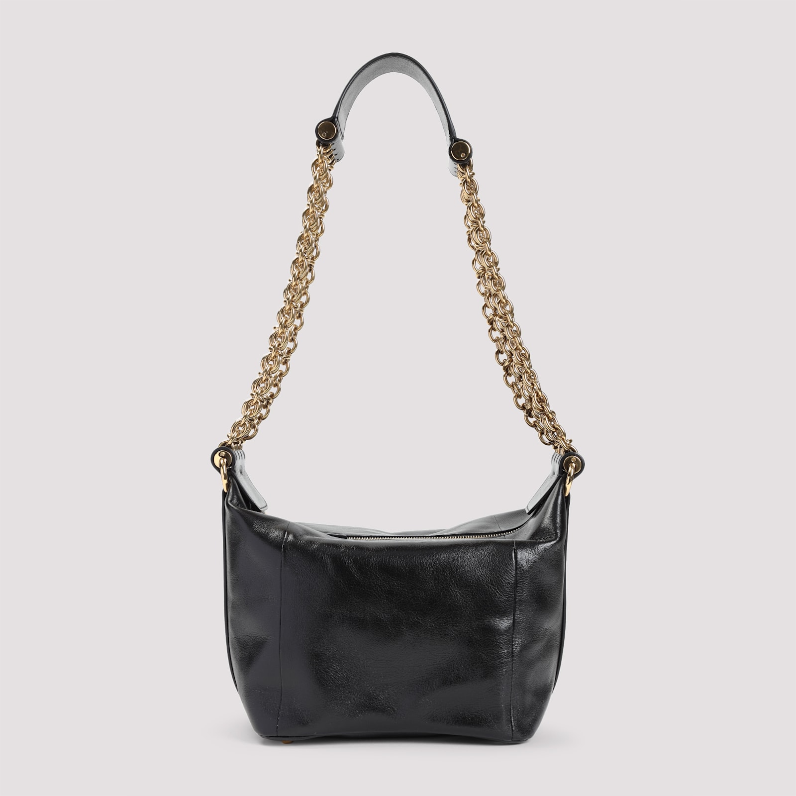 Chloé Sac Porté Épaule Camera Chain En Cuir Brillant Femme Noir Taille Onesize 100% Bubalus Bubalis, Farme In Black