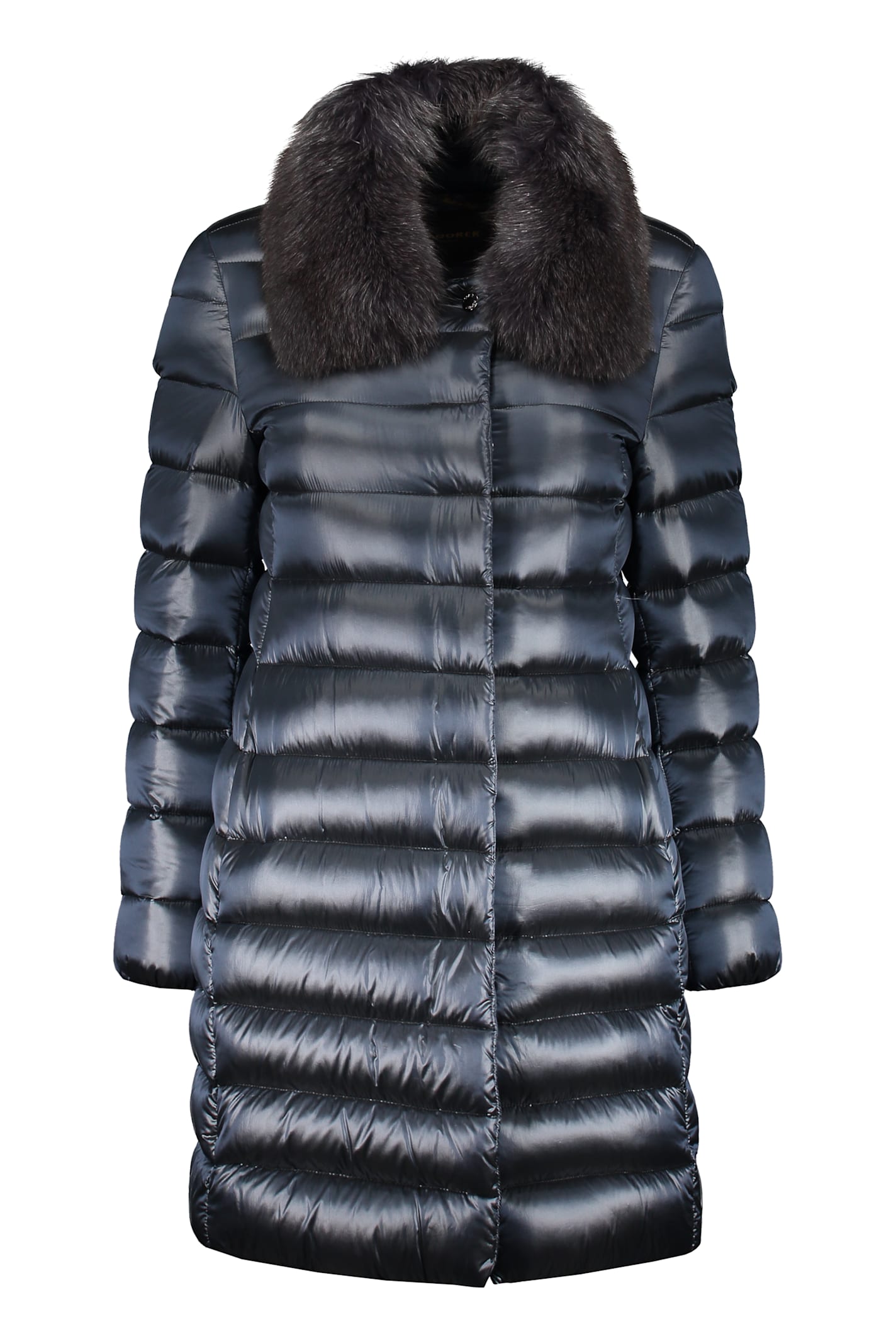 Zip And Snap Button Fastening Down Jacket