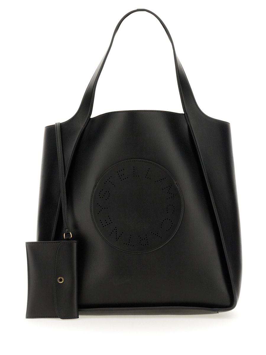 Shop Stella Mccartney Square Tote Bag With Logo In Black