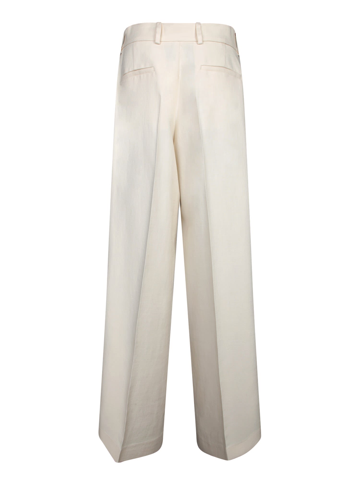Msgm Wide-leg White Trousers With Tailored Fit In White