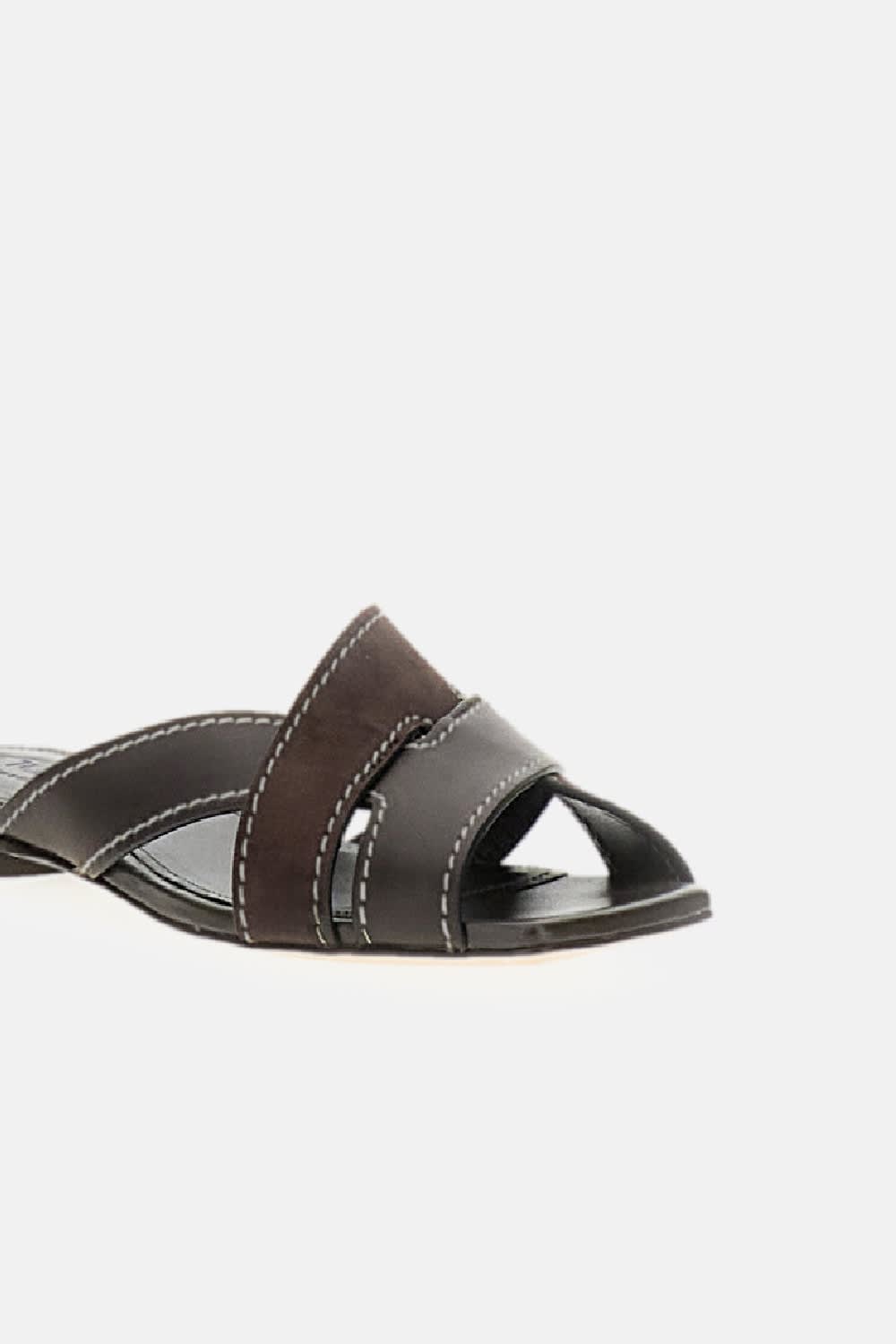 Tod's Flat Leather Sandals With Crossed Straps Shoes In Brown