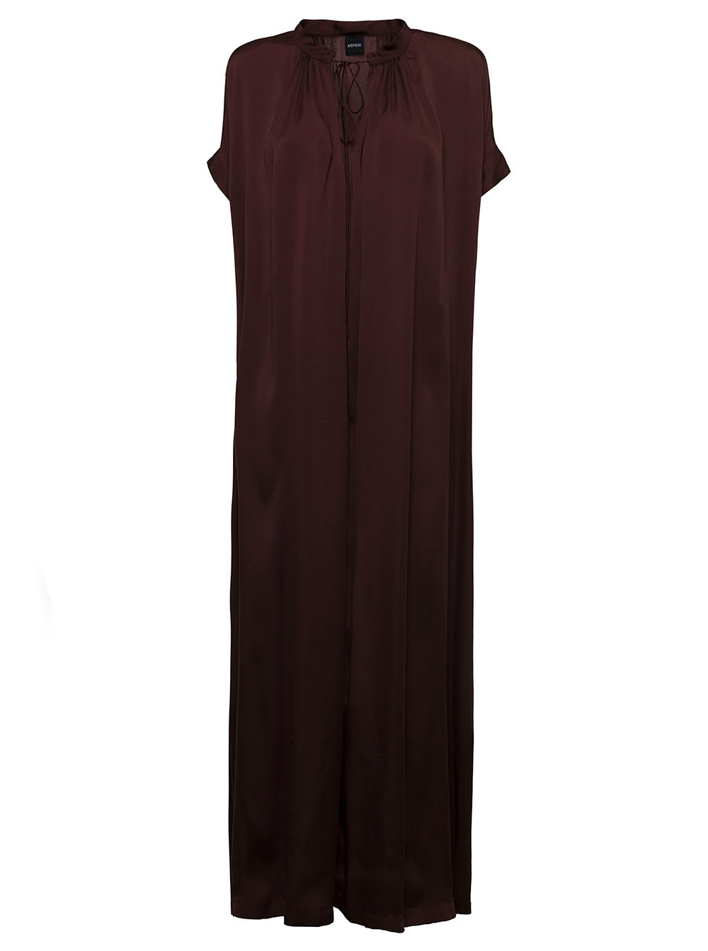 Aspesi Ponge Brown Silk Long Dress