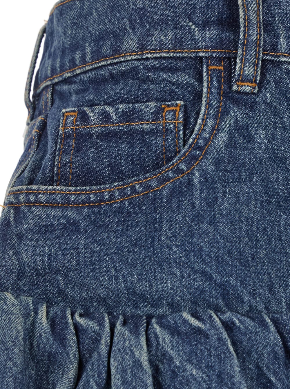 Shop Coperni Blue Miniskirt With Logo Patch On The Rear And Gathered Hem In Denim Woman