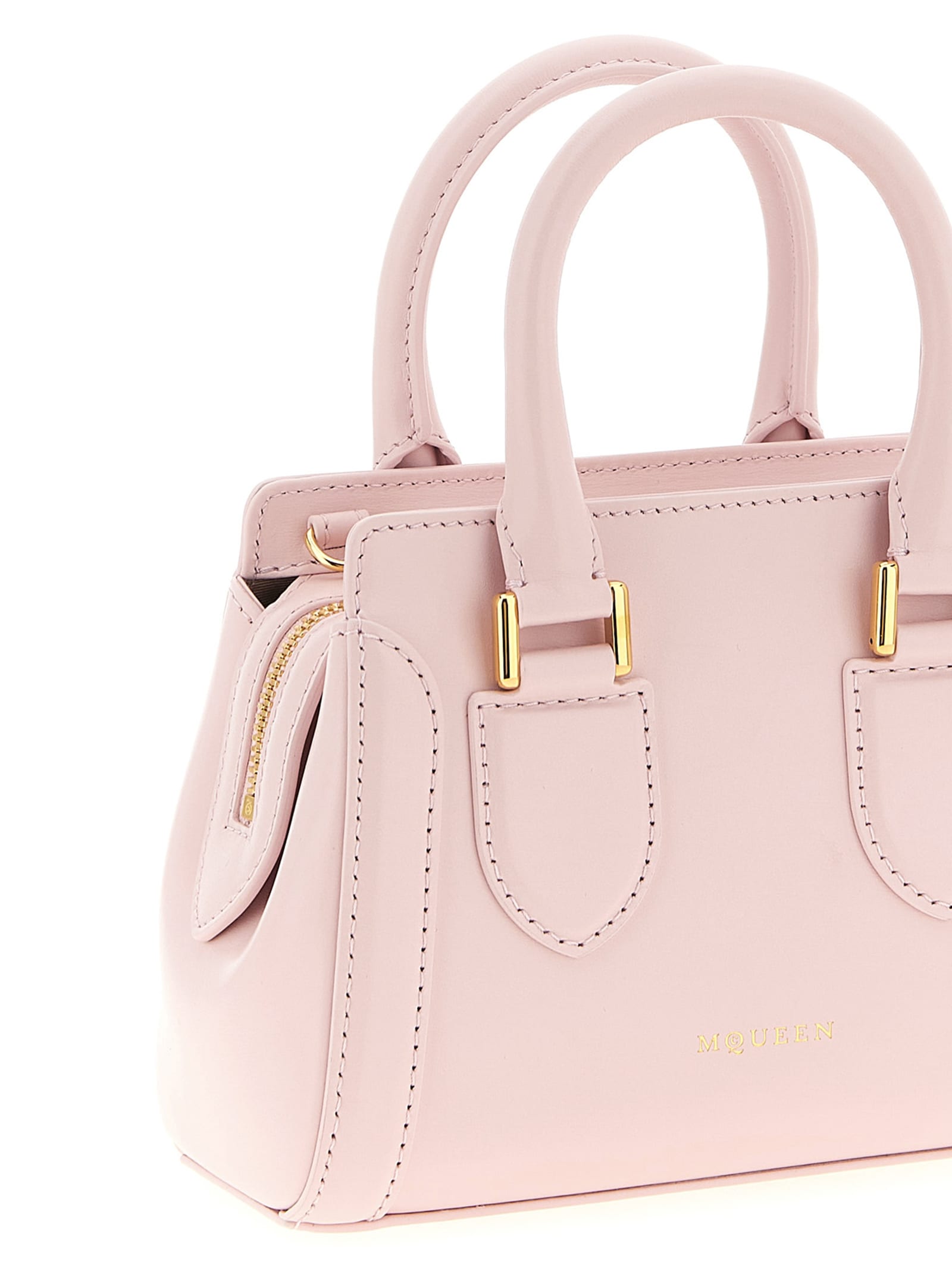 Alexander Mcqueen Mini Leather Birdee Cross-body Bag In Pink