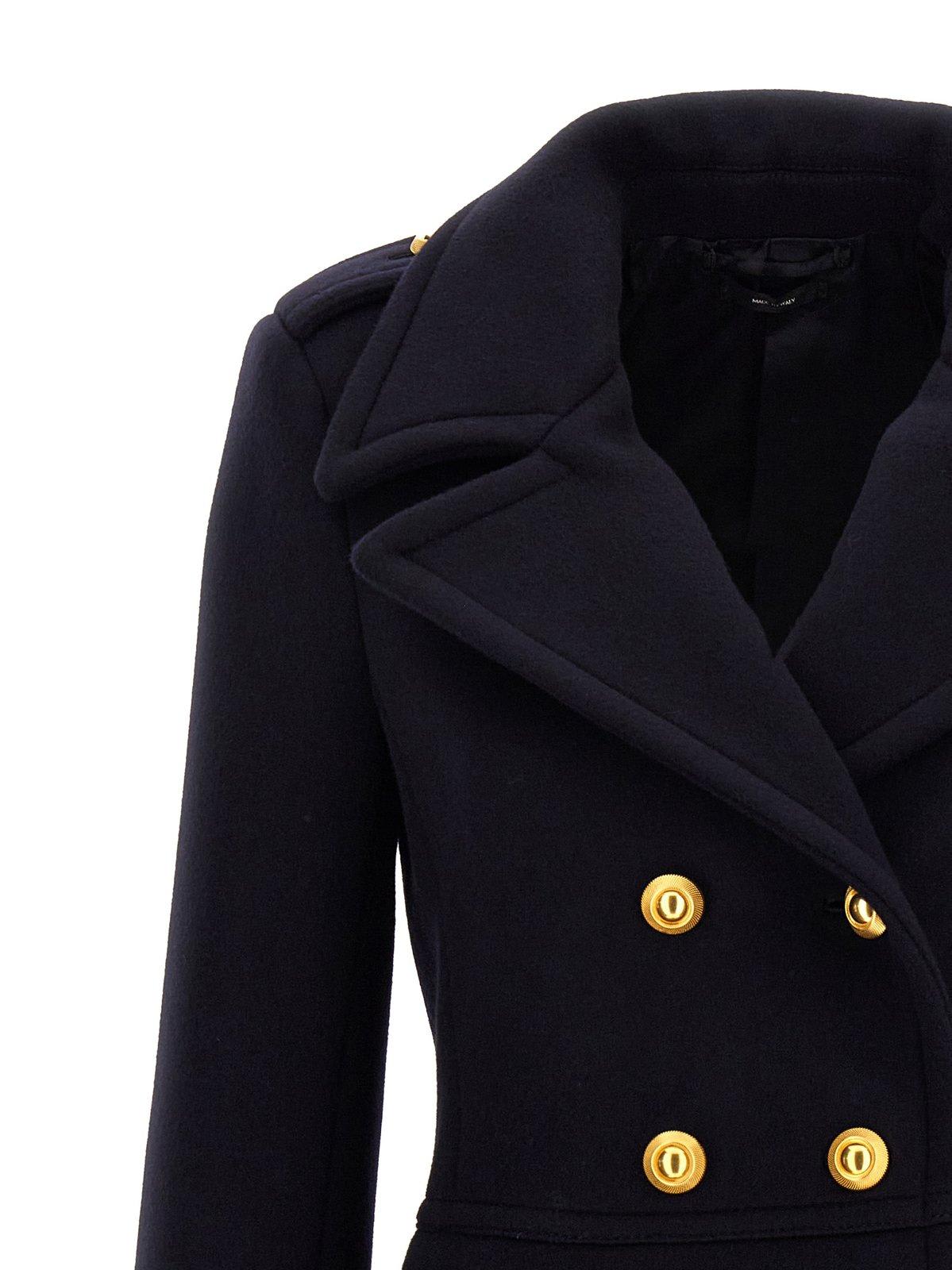 Shop Tom Ford Double-breasted Coat In Dark Indigo