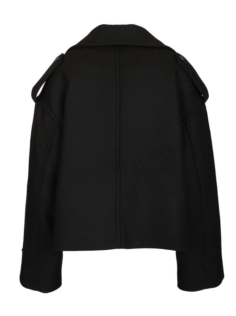Maison Kitsuné Double-breasted Coat Featuring Flap Pockets In Black