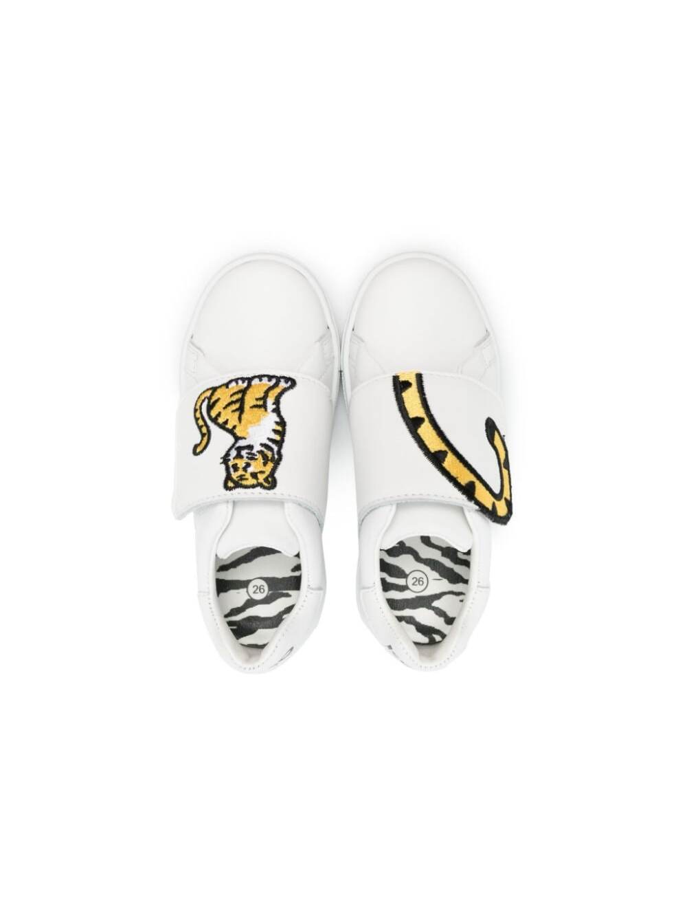 Shop Kenzo White Sneakers With Embroidered Tiger In Calf Leather Boy