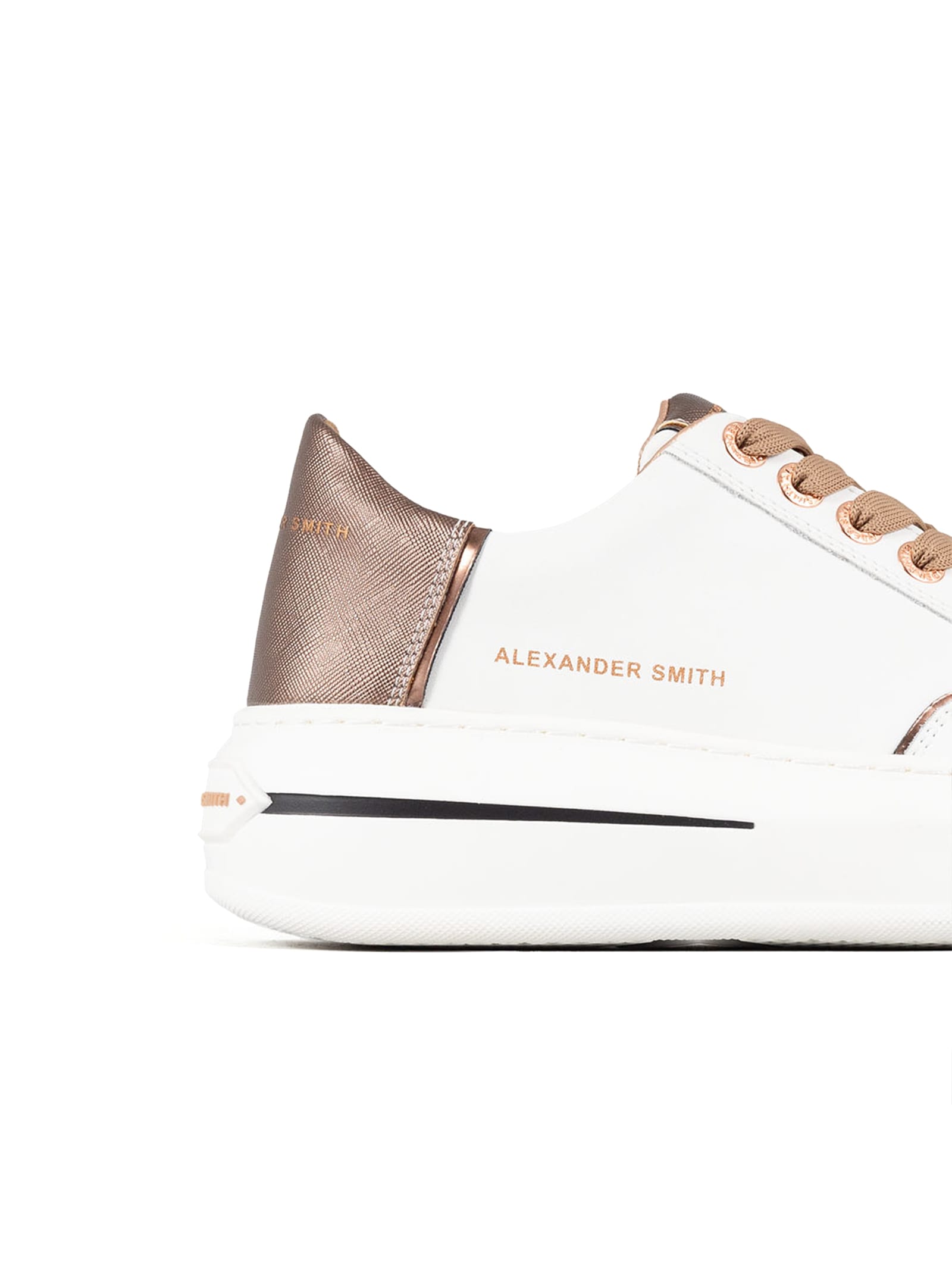 Shop Alexander Smith Lancaster Sneaker In White Bronze Leather In Bianco Bronzo