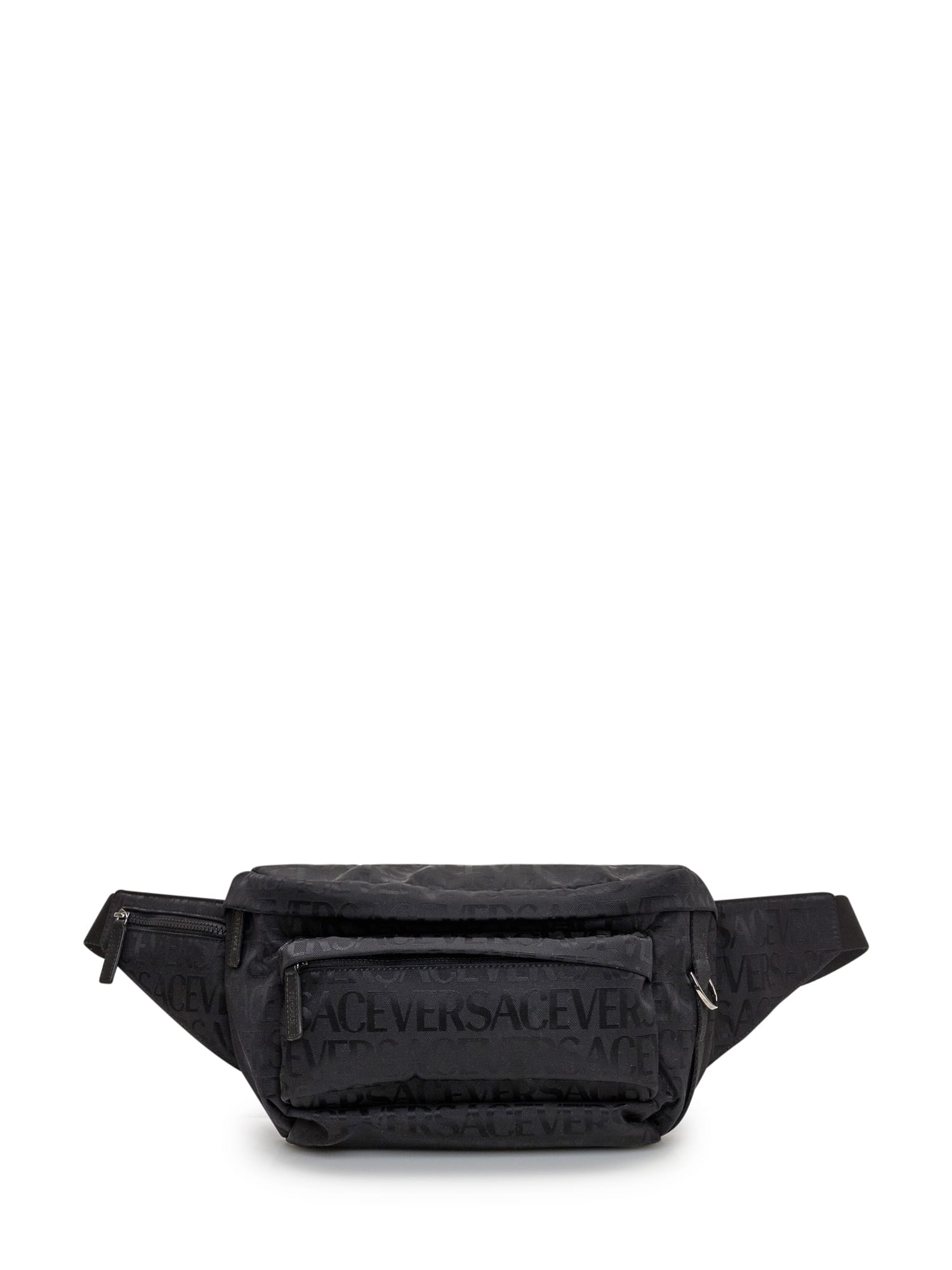 Versace Belt Bag With Logo In Black